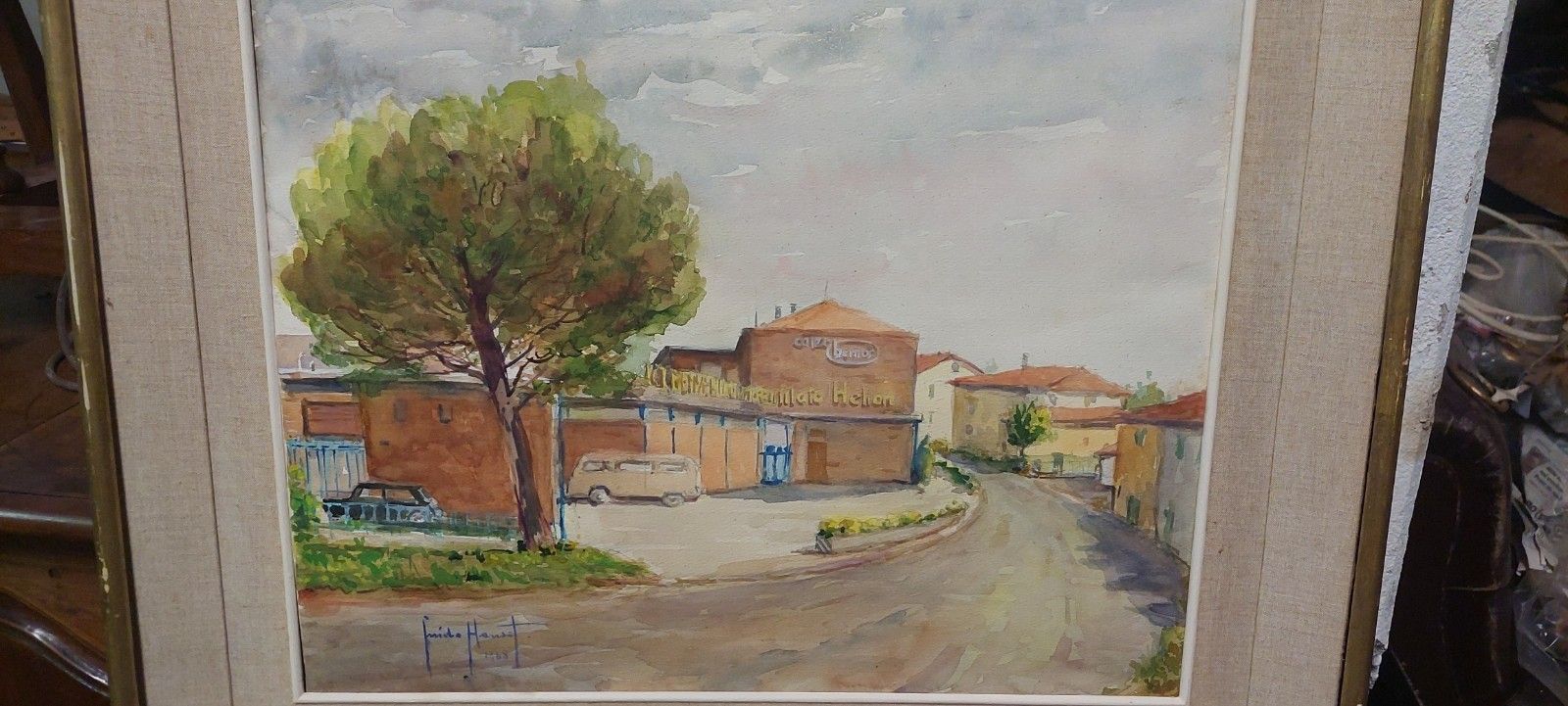 Hanset Guide (1910 1992) Watercolor On Genoa Glimpse Paper? 1968 Signed photo furniture