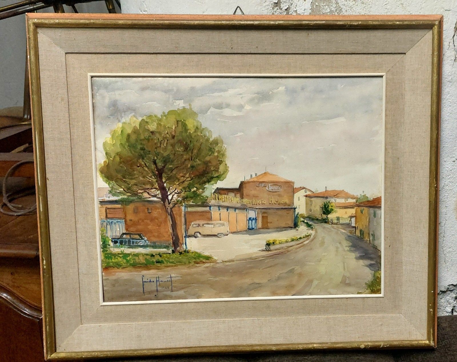 photo for sale Hanset Guide (1910 1992) Watercolor On Genoa Glimpse Paper? 1968 Signed
