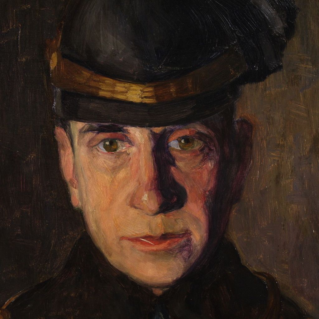 Painting Portrait Of A Soldier Signed Vass E. And Dated 1915 photo vintage