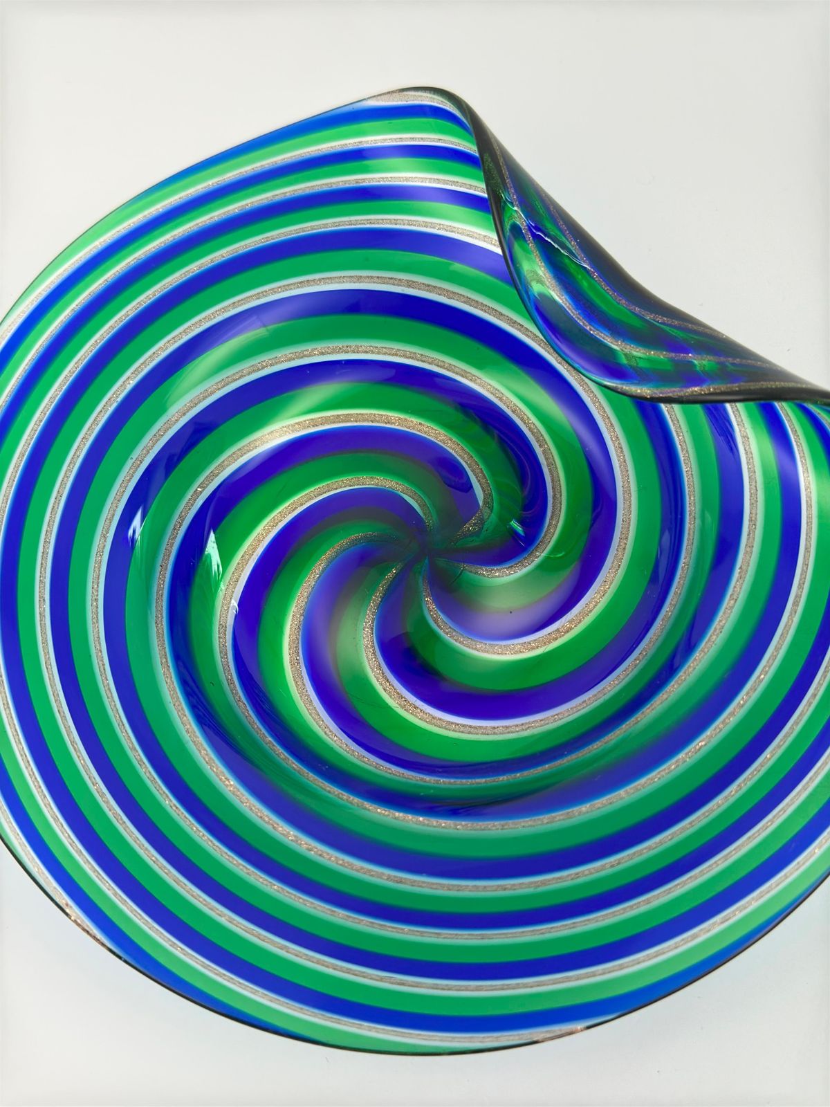 photo furniture Murano Glass Filigrana Dish With Aventurine, Attributed To Cenedese & Alberelli
