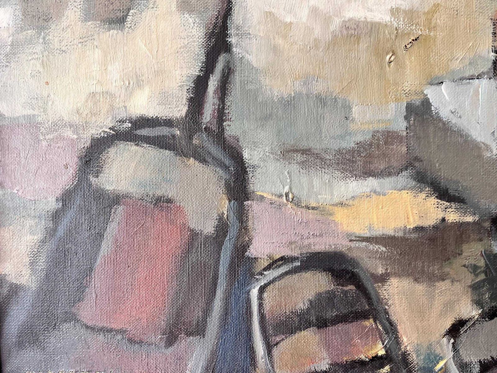 Swedish Oil On Canvas Painting With Harbour Motif, Signed Bo Forsberg photo vintage