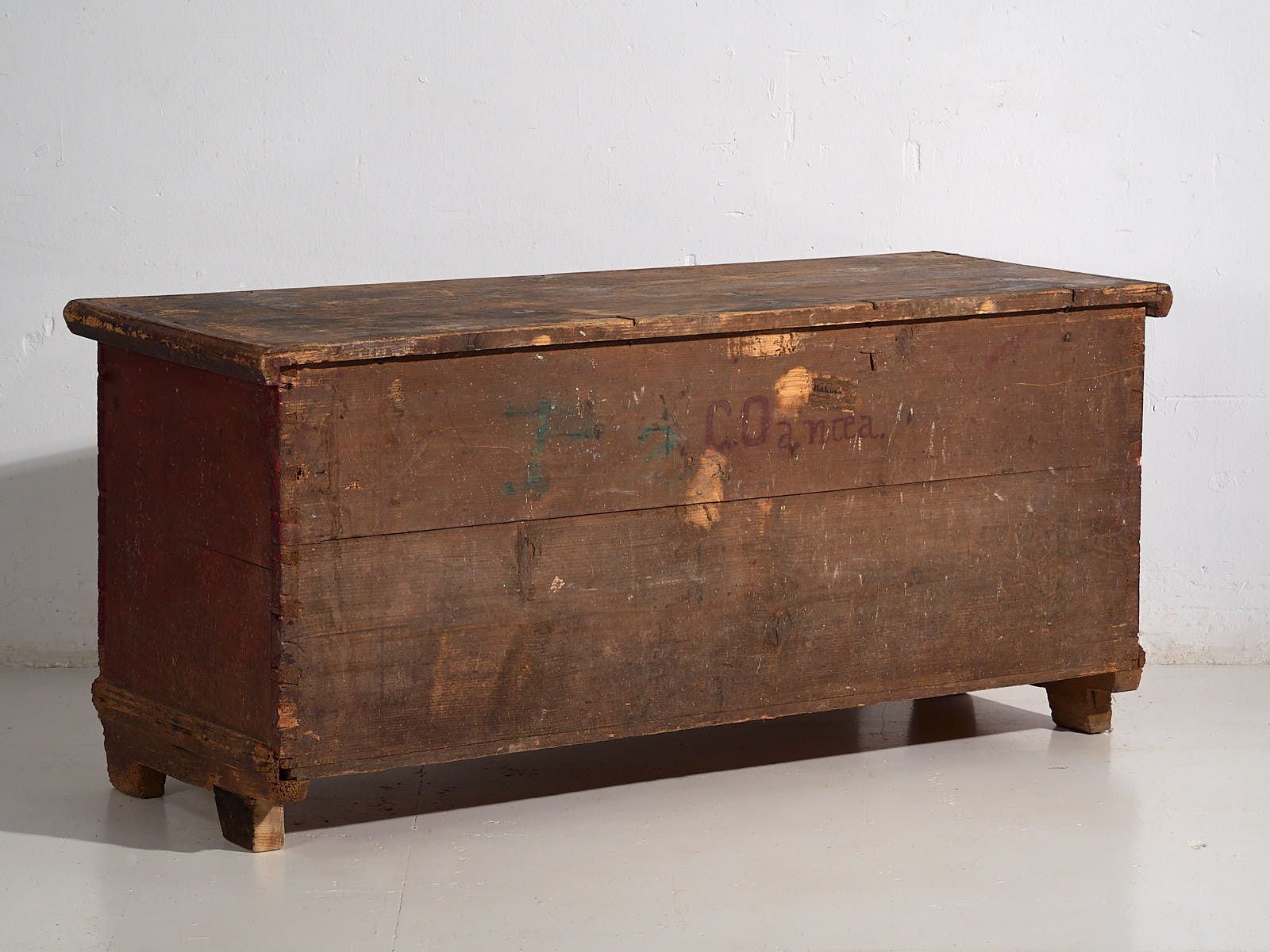 photo for sale Antique Wooden Chest With Blue Floral Panels (Year 1905) #99