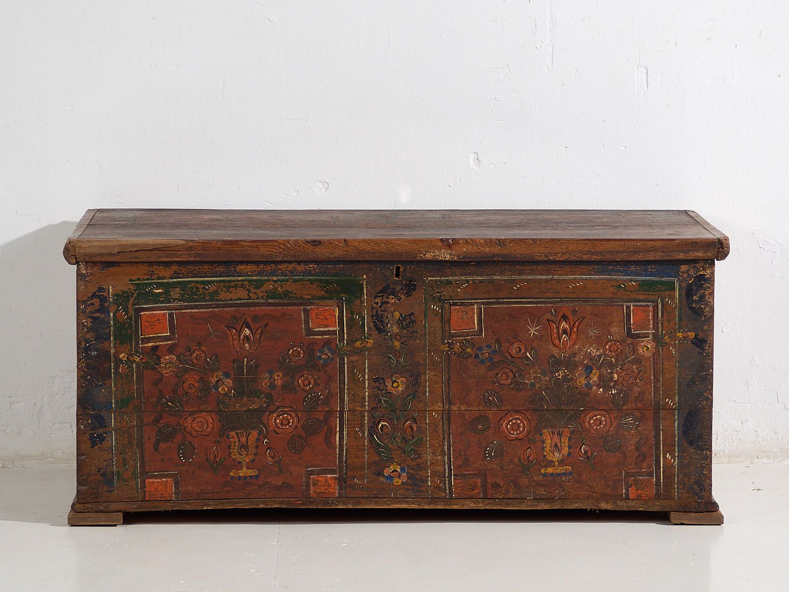 Antique Painted Trunk With Floral Motifs (C.1920) #39 photo 1743.0