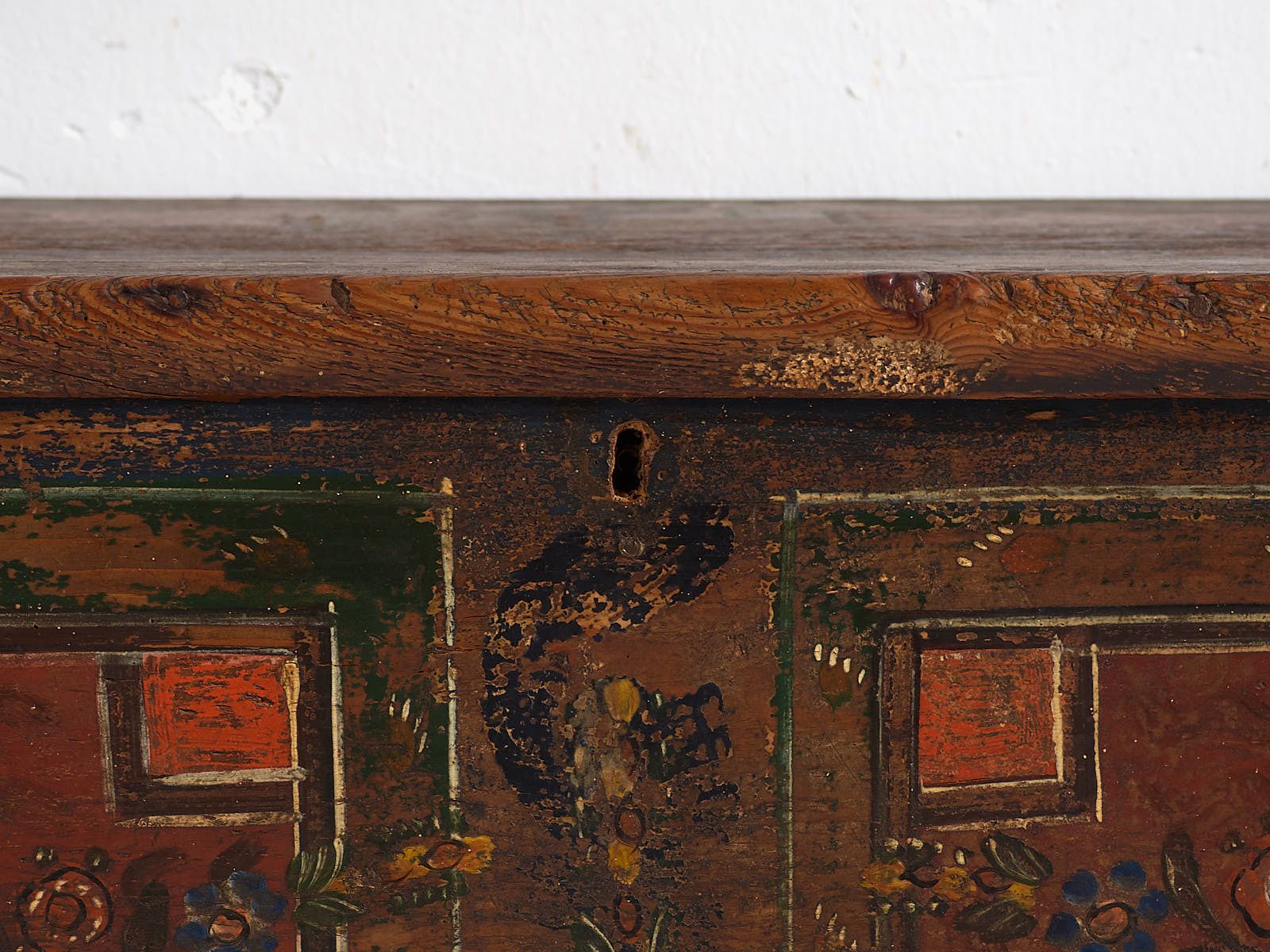 Antique Painted Trunk With Floral Motifs (C.1920) #39 photo vintage