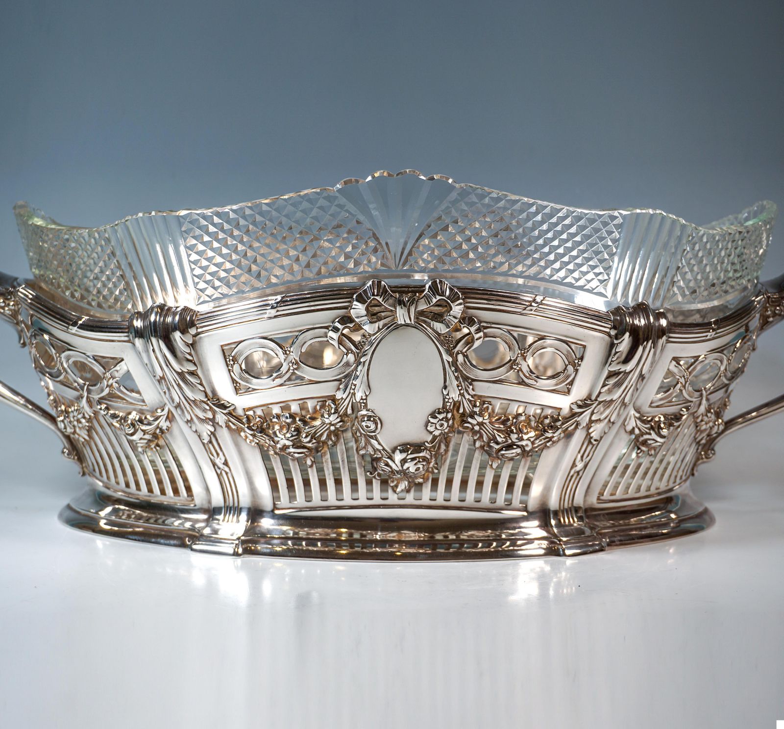 Art Nouveau Silver Jardinière With Cut Glass Liner, By Bruckmann & Sons, Germany photo Home Decor