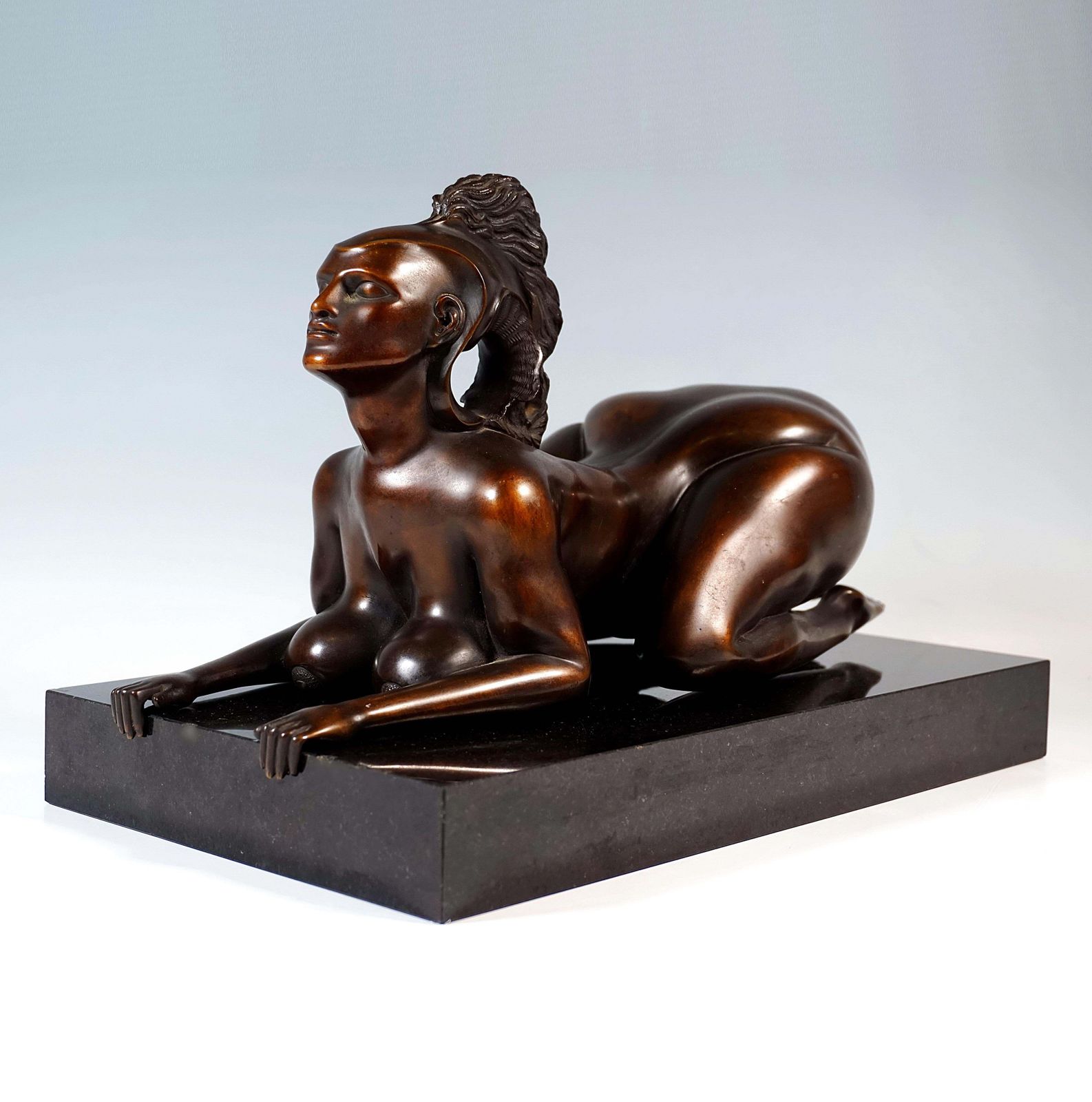 Erotic Bronze Figure, Sphinx On Granite Base, By Ernst Fuchs, Venturi Arte, 1977 photo furniture