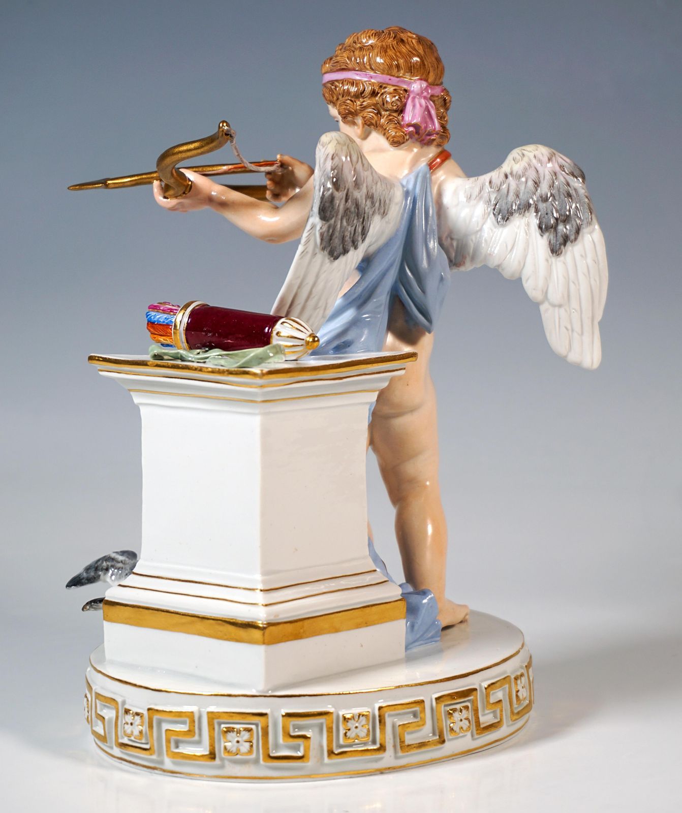 Meissen Cupid Figure 'Je Les Enflamme', By M. V. Acier, Germany, Circa 1870 photo Home Decor