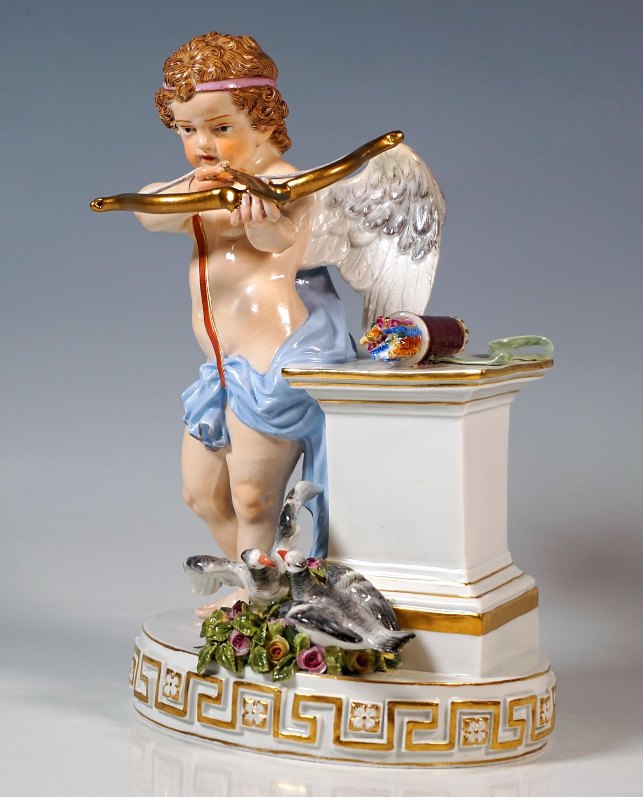 Meissen Cupid Figure 'Je Les Enflamme', By M. V. Acier, Germany, Circa 1870 photo vinterior