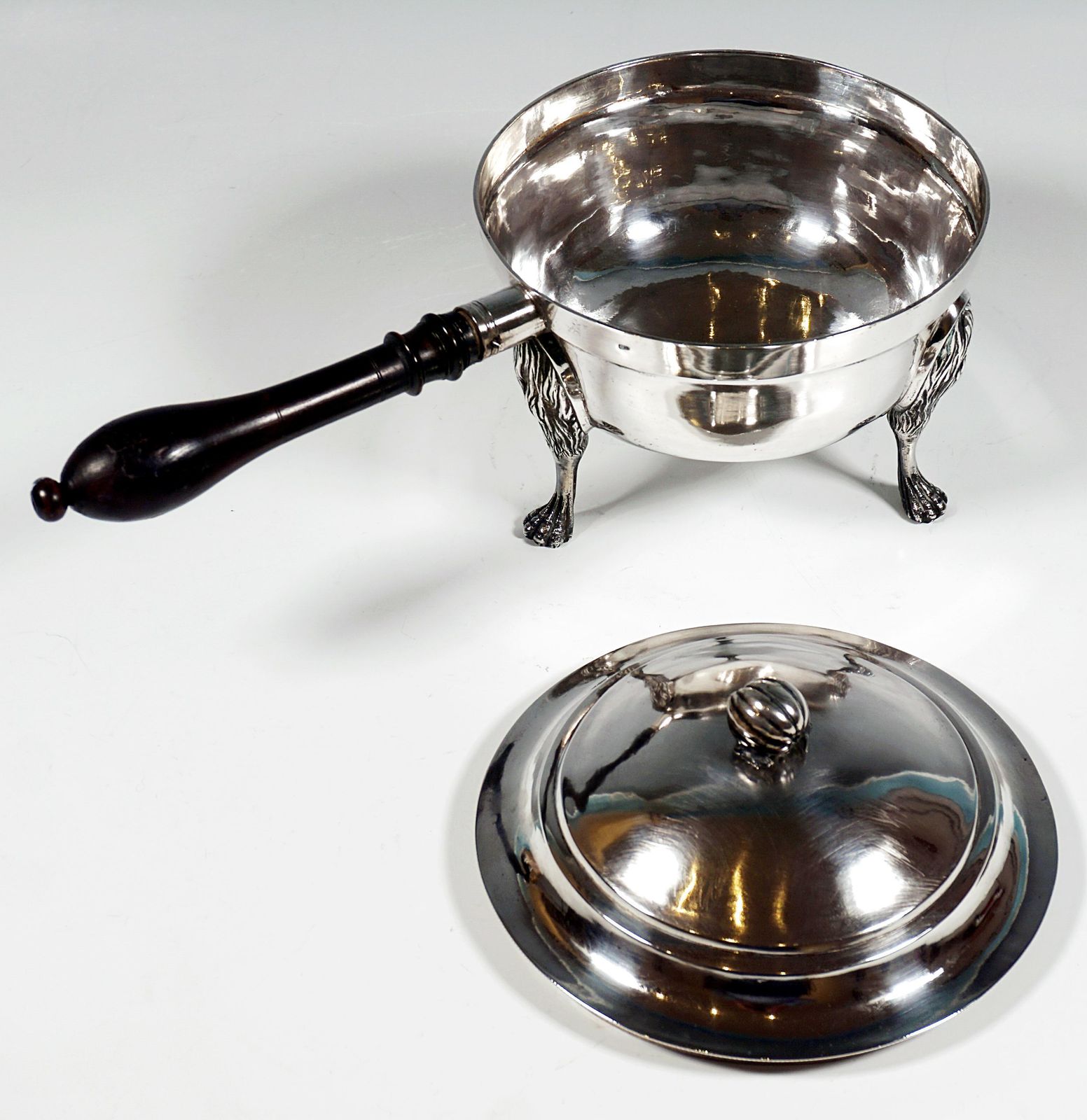 Antique Vienna Empire Silver Lidded Saucepan On Lion's Legs, Dated 1794 photo Home Decor