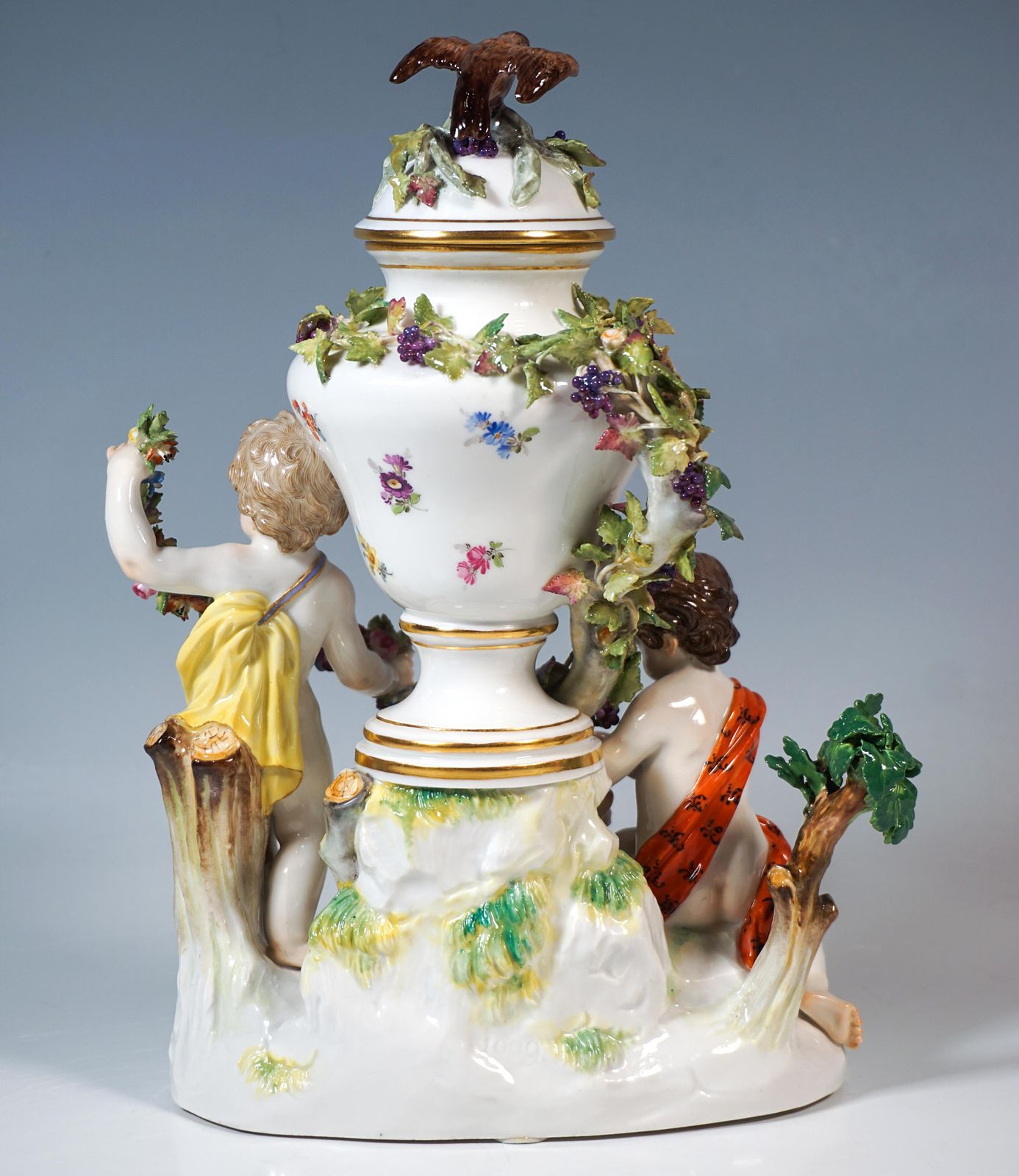 Meissen Cupid Group With Dog And Potpourri, By J.J. Kaendler, Germany, Ca 1870 photo for sale