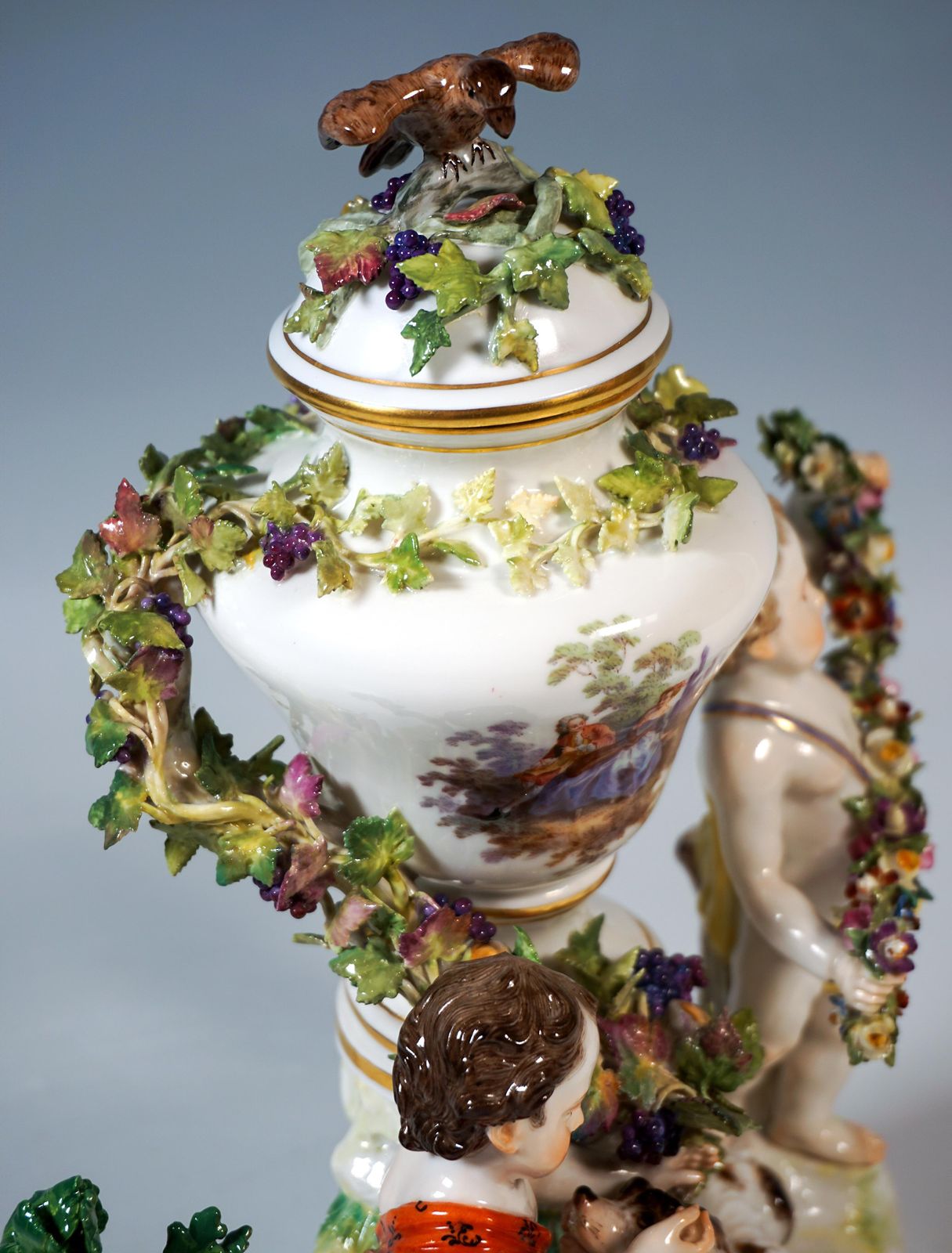Meissen Cupid Group With Dog And Potpourri, By J.J. Kaendler, Germany, Ca 1870 photo vinterior