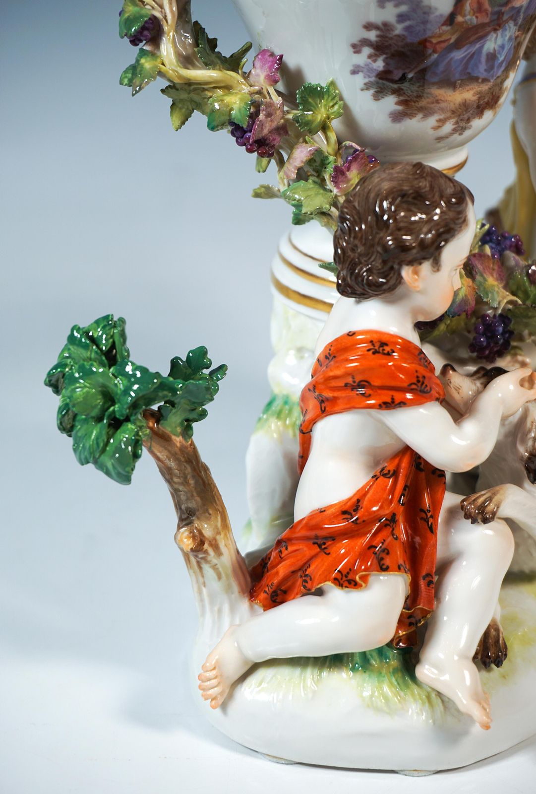 Meissen Cupid Group With Dog And Potpourri, By J.J. Kaendler, Germany, Ca 1870 photo vintage
