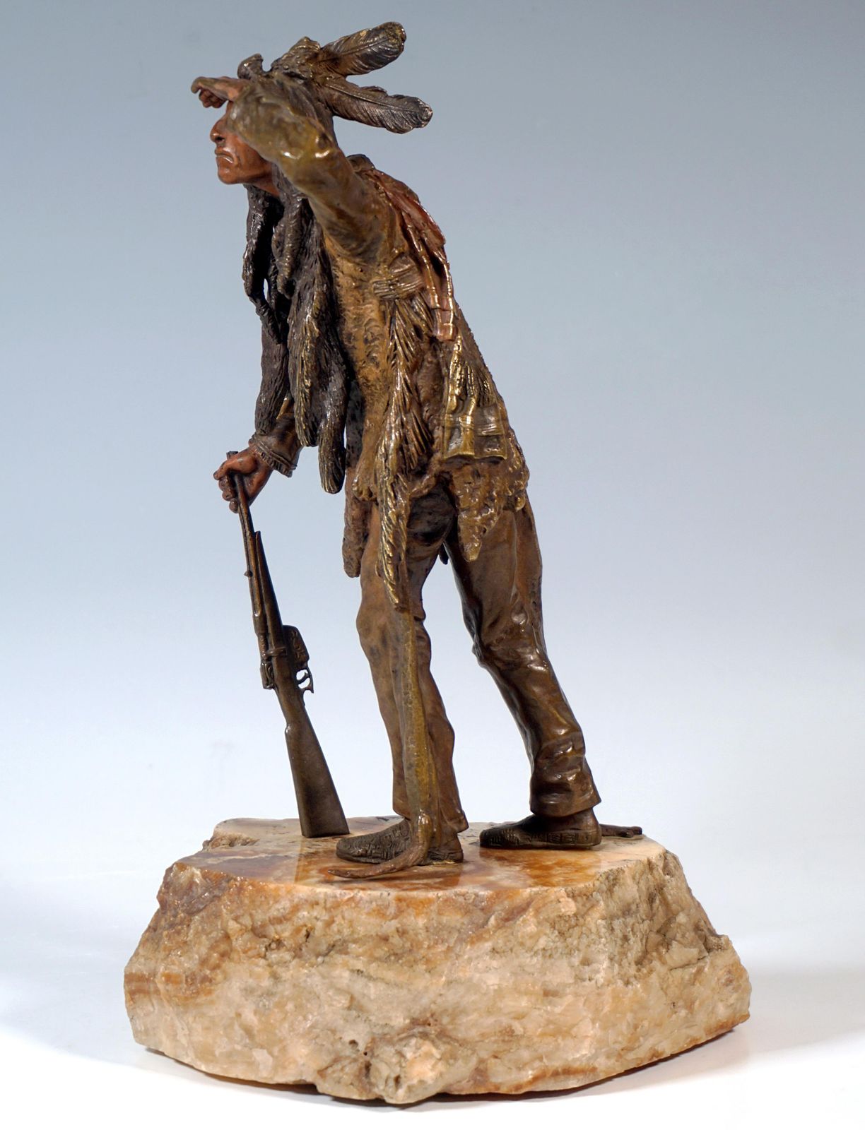 Native American Looking Into Distance, Viennese Bronze By Carl Kauba, Circa 1920 photo Art