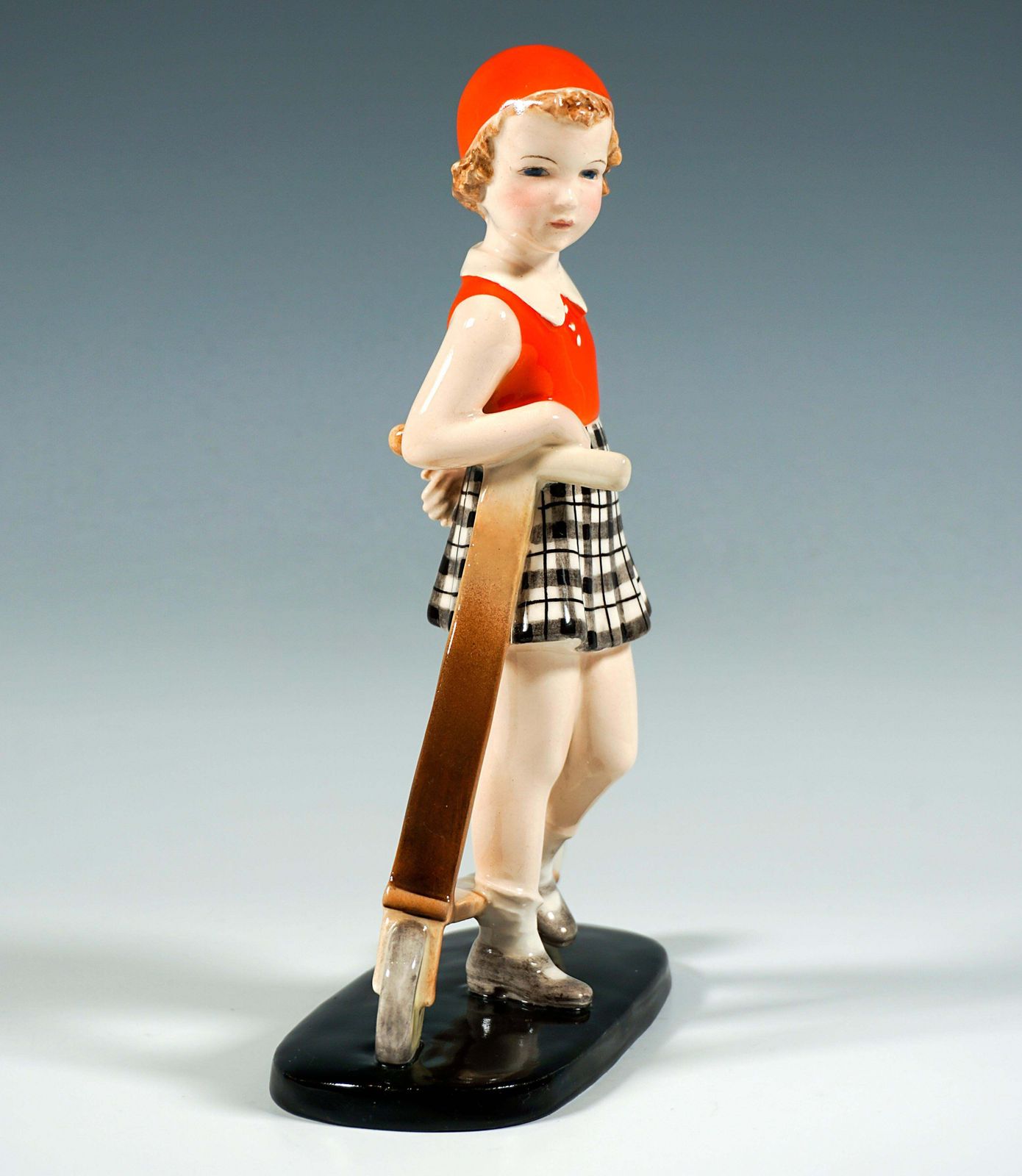 Goldscheider Art Déco Figure, 'Triton', Girl With Scooter, By Dakon, Around 1939 photo furniture