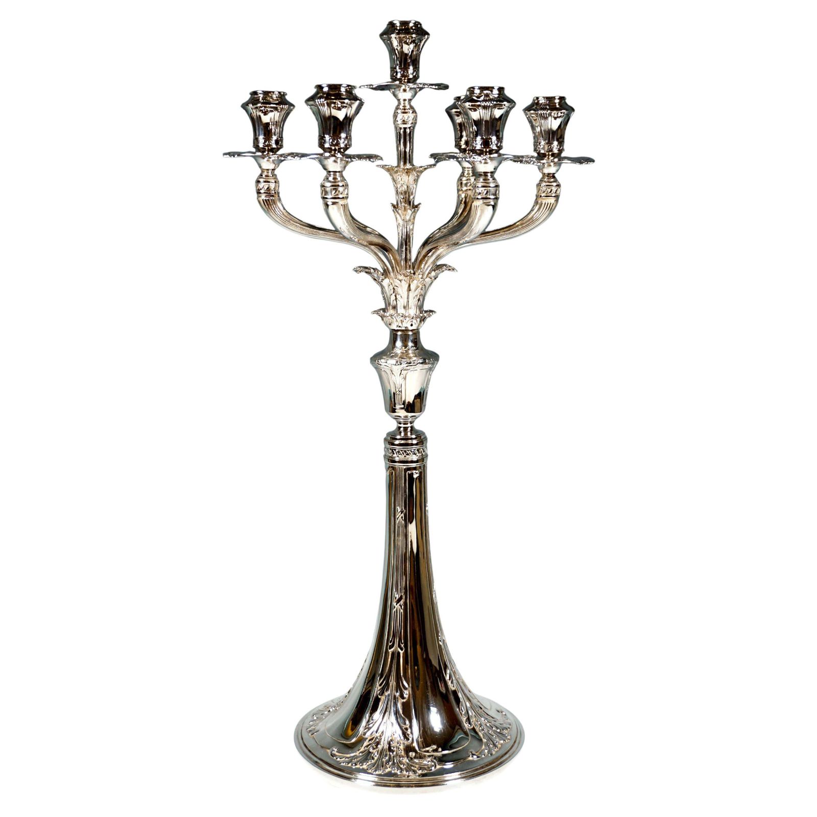 Large 7 Flame Silver Candelabra With Acanthus Decor, J.C. Klinkosch Vienna, 1925
