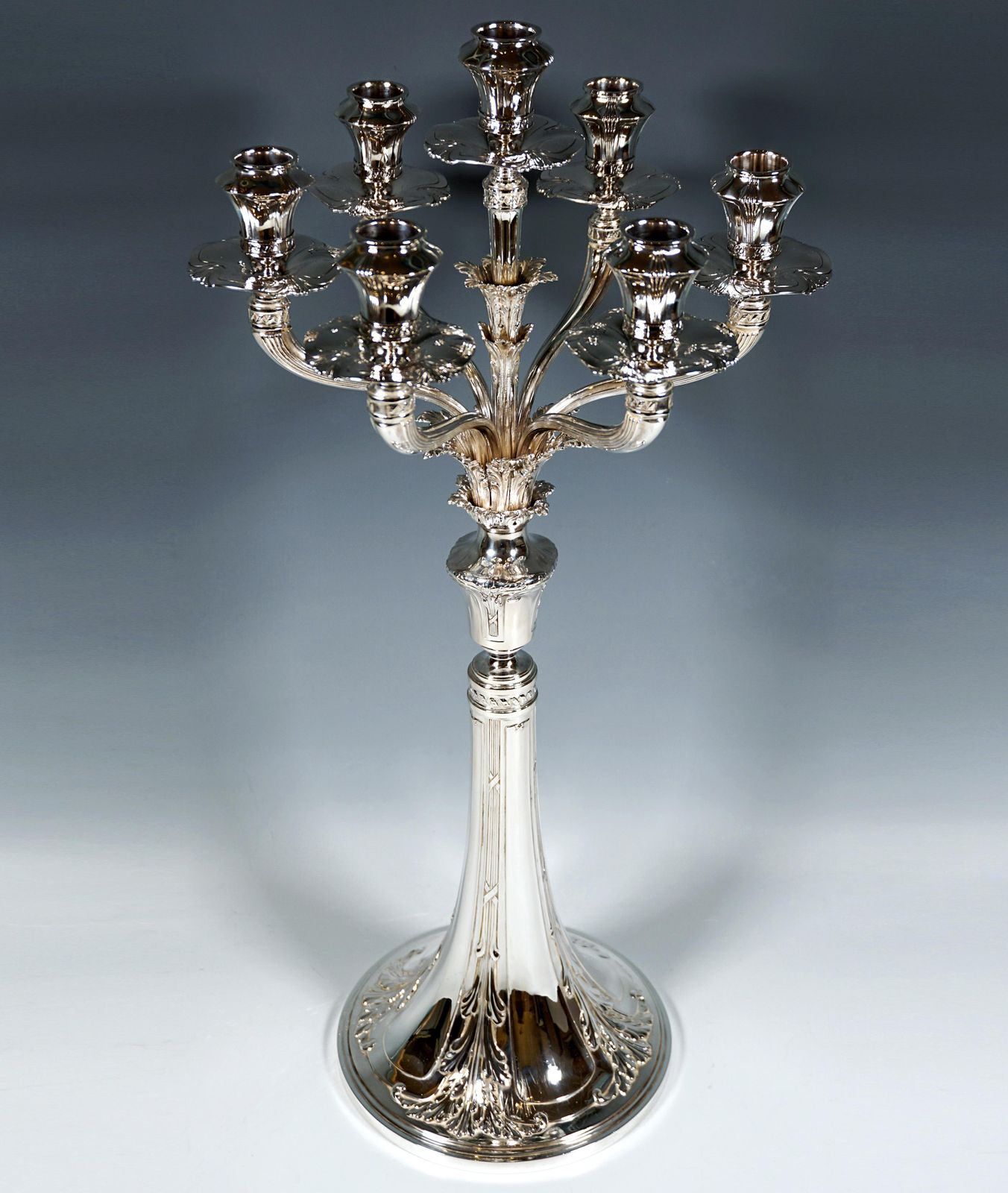 Large 7 Flame Silver Candelabra With Acanthus Decor, J.C. Klinkosch Vienna, 1925 photo furniture