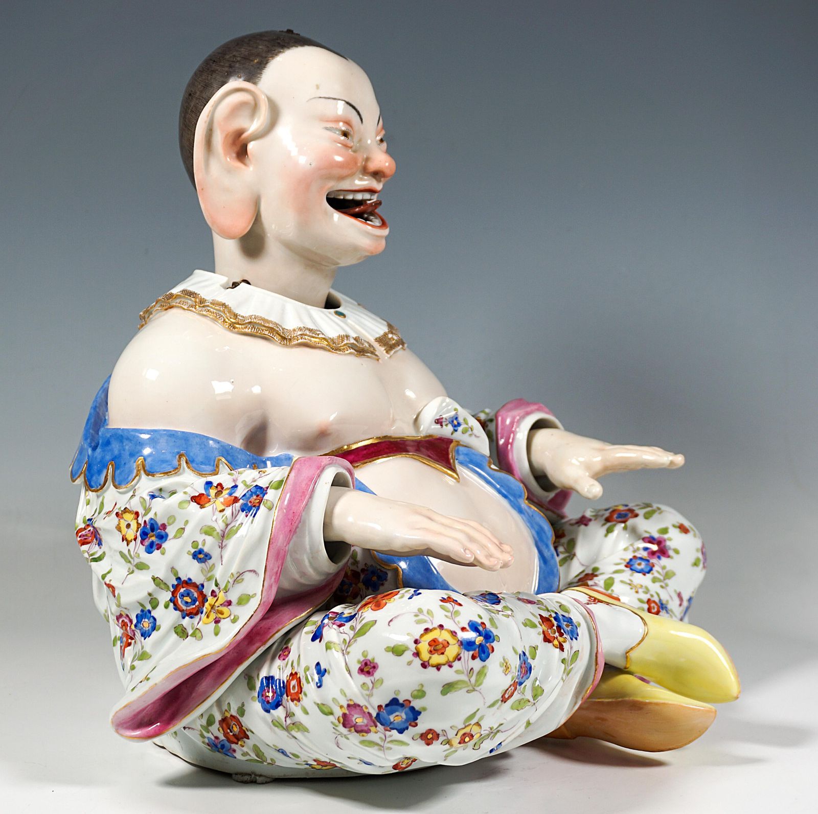 photo for sale Two Large Seated Meissen Porcelain Wiggling Pagodas, By J.J. Kaendler, Ca 1840