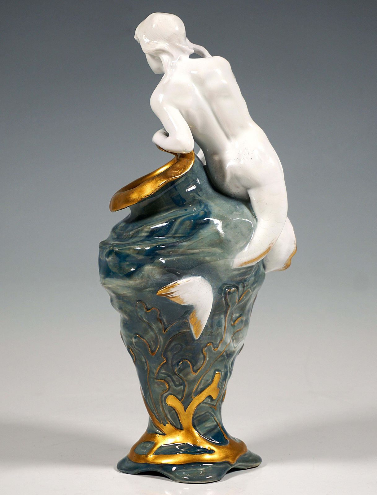 Art Nouveau Shell Vase With Nymph, Max Hiller For Rosenthal, Kronach, 1898 1900 photo for sale
