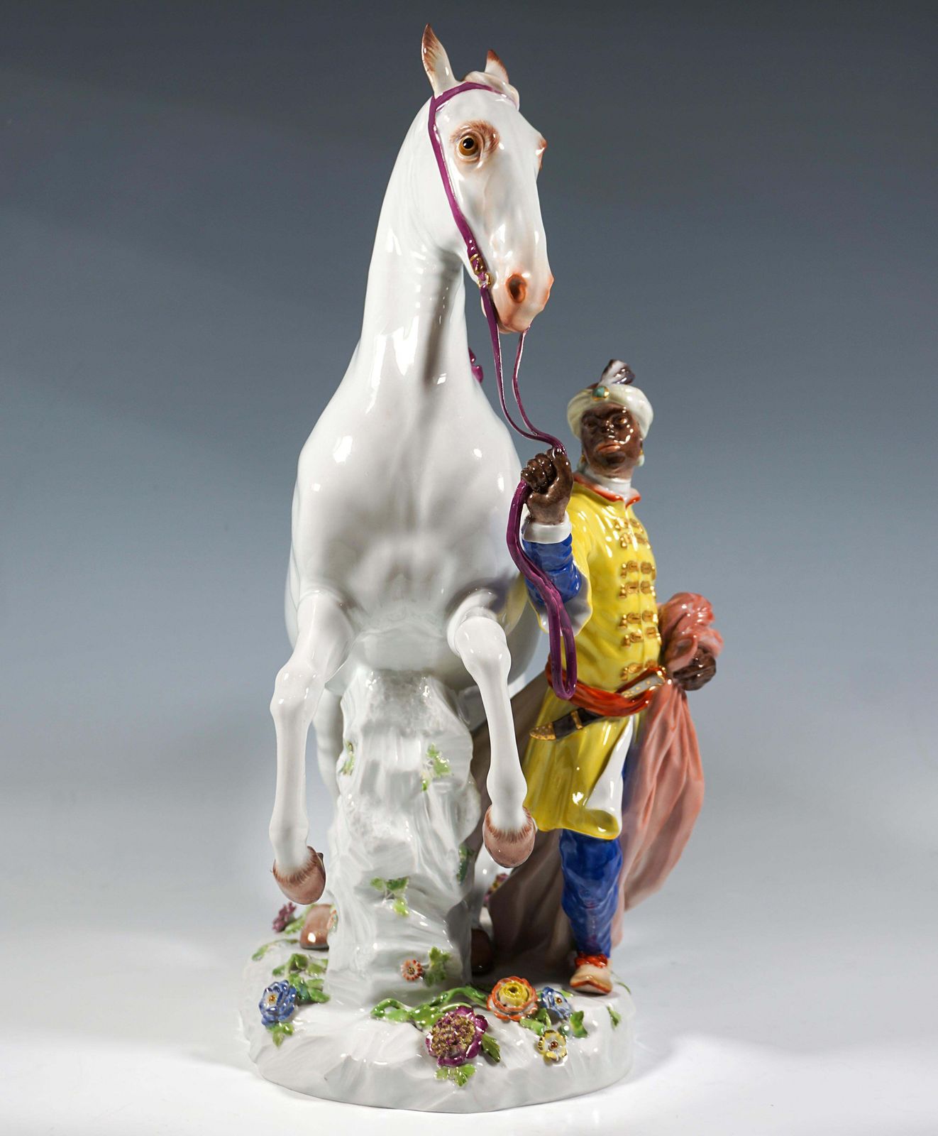 Large Meissen Porcelain Group, Young Man With A White Horse, By Kaendler, 20th photo furniture