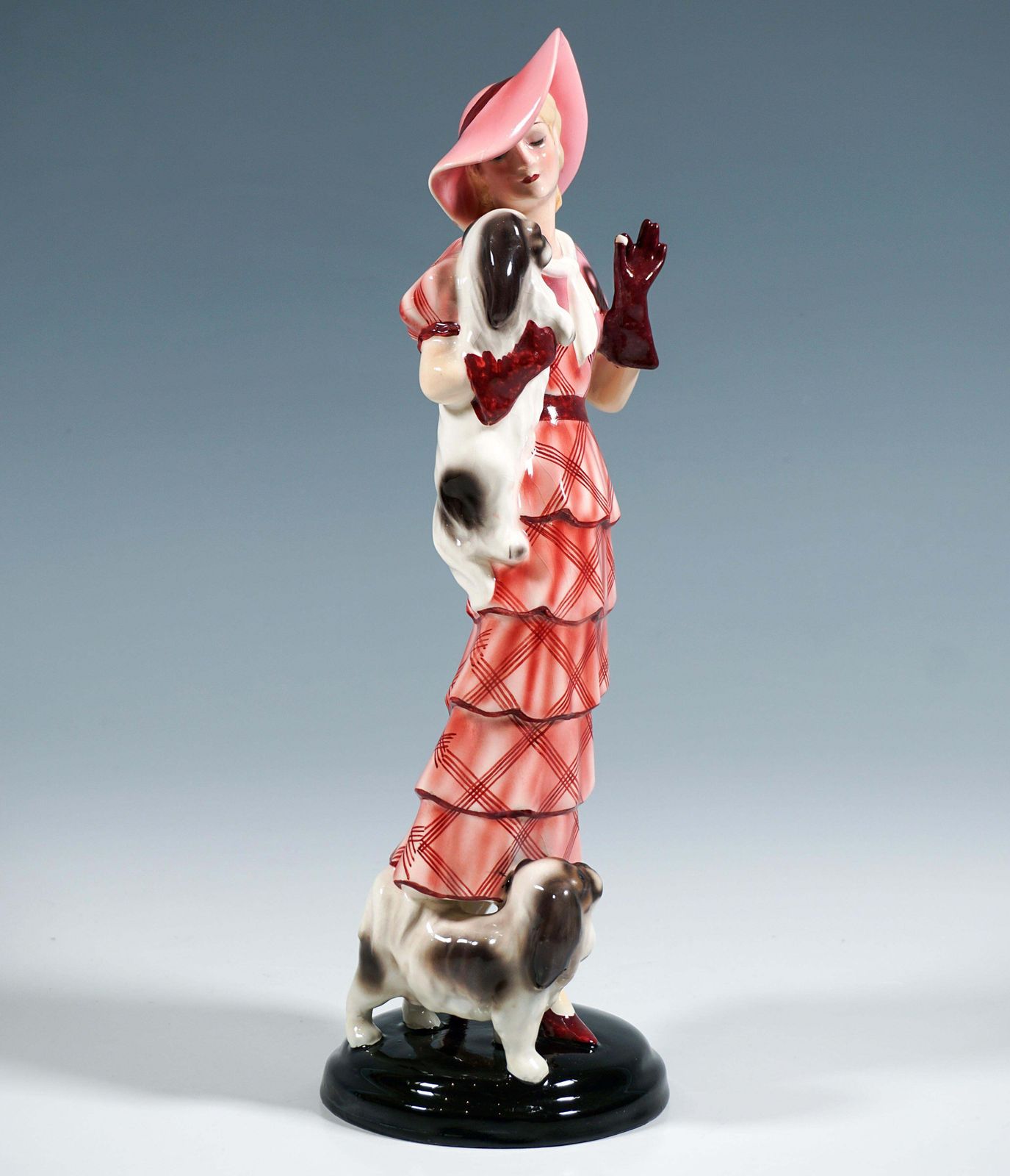Goldscheider Vienna Group 'Jealousy' Elegant Lady With Pekinese, Lorenzl Ca 1935 photo furniture