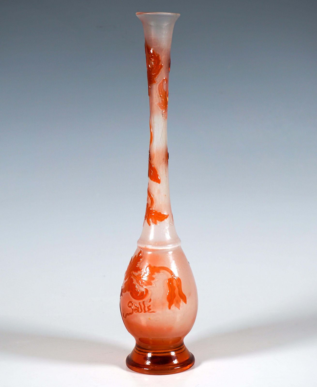 émile Gallé Art Nouveau Single Flower Vase With Poppy Decor, France, Circa 1890 photo for sale