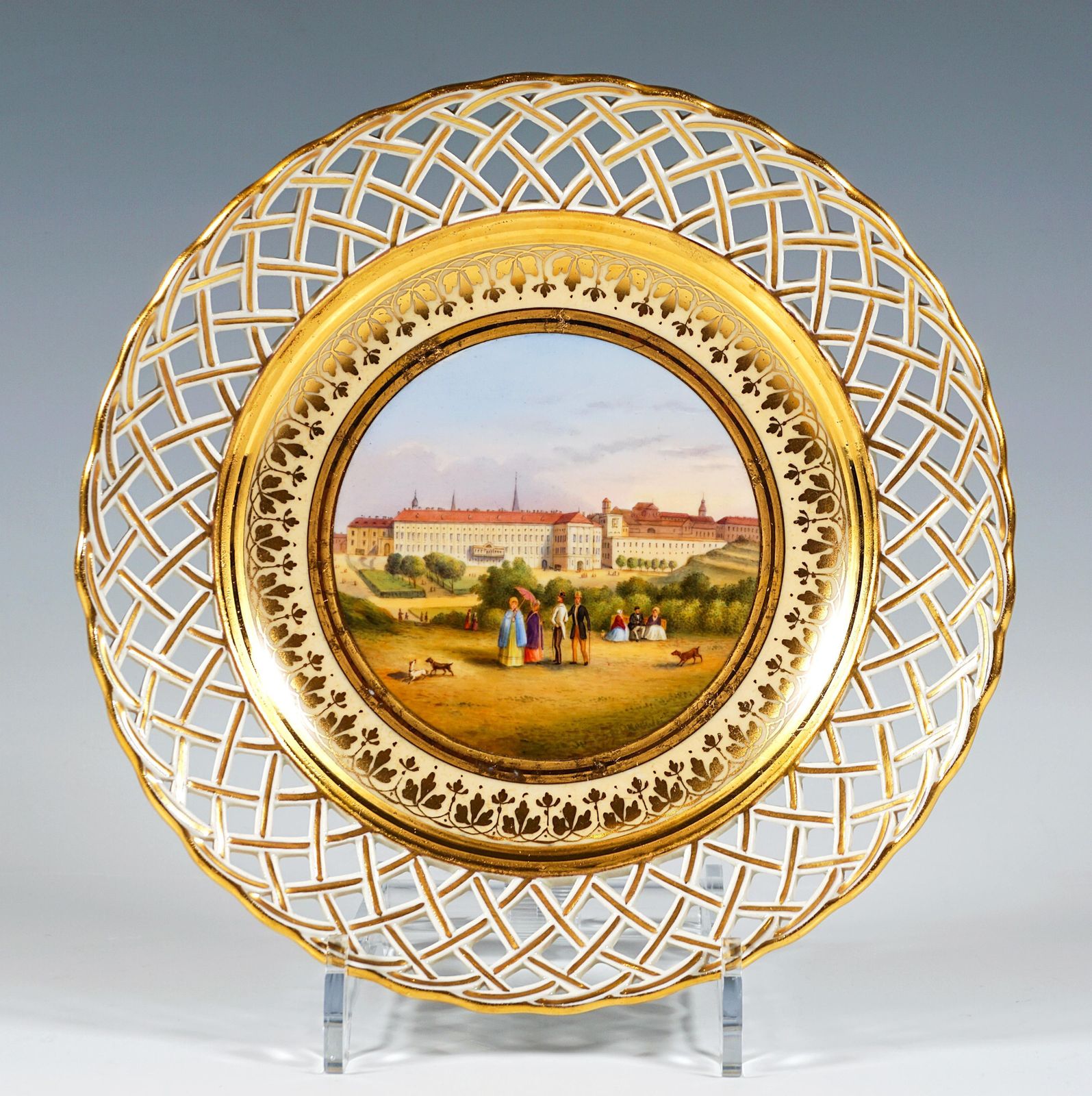 Viennese Imperial Porcelain Veduta Plate, 'K.K. Hofburg á Vienne', 1818 photo furniture