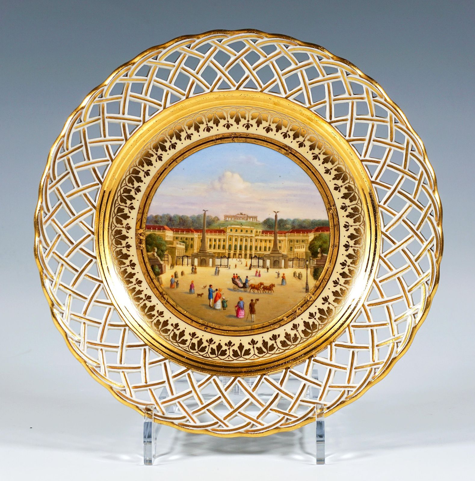 Viennese Imperial Porcelain Plate, 'K.K. Lustschloß Schönbrunn á Vienne', 1818 photo furniture