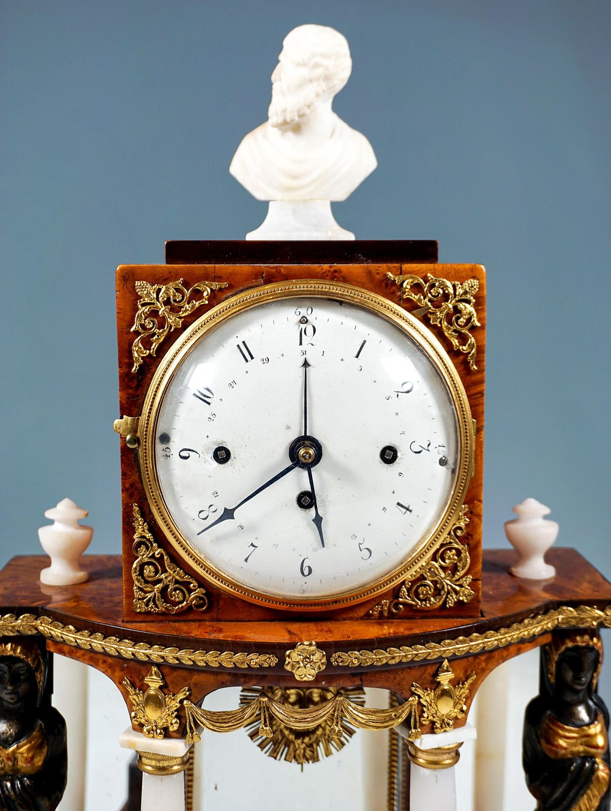 Viennese Empire Portal Clock With Caryatids And Gilded Fittings, Around 1810 photo 4085.0