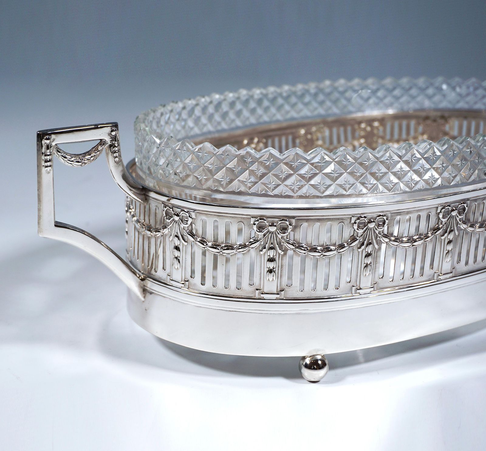 Art Nouveau Silver Jardinière With Cut Glass Insert, Lippa & Co, Vienna Ca 1900 photo for sale