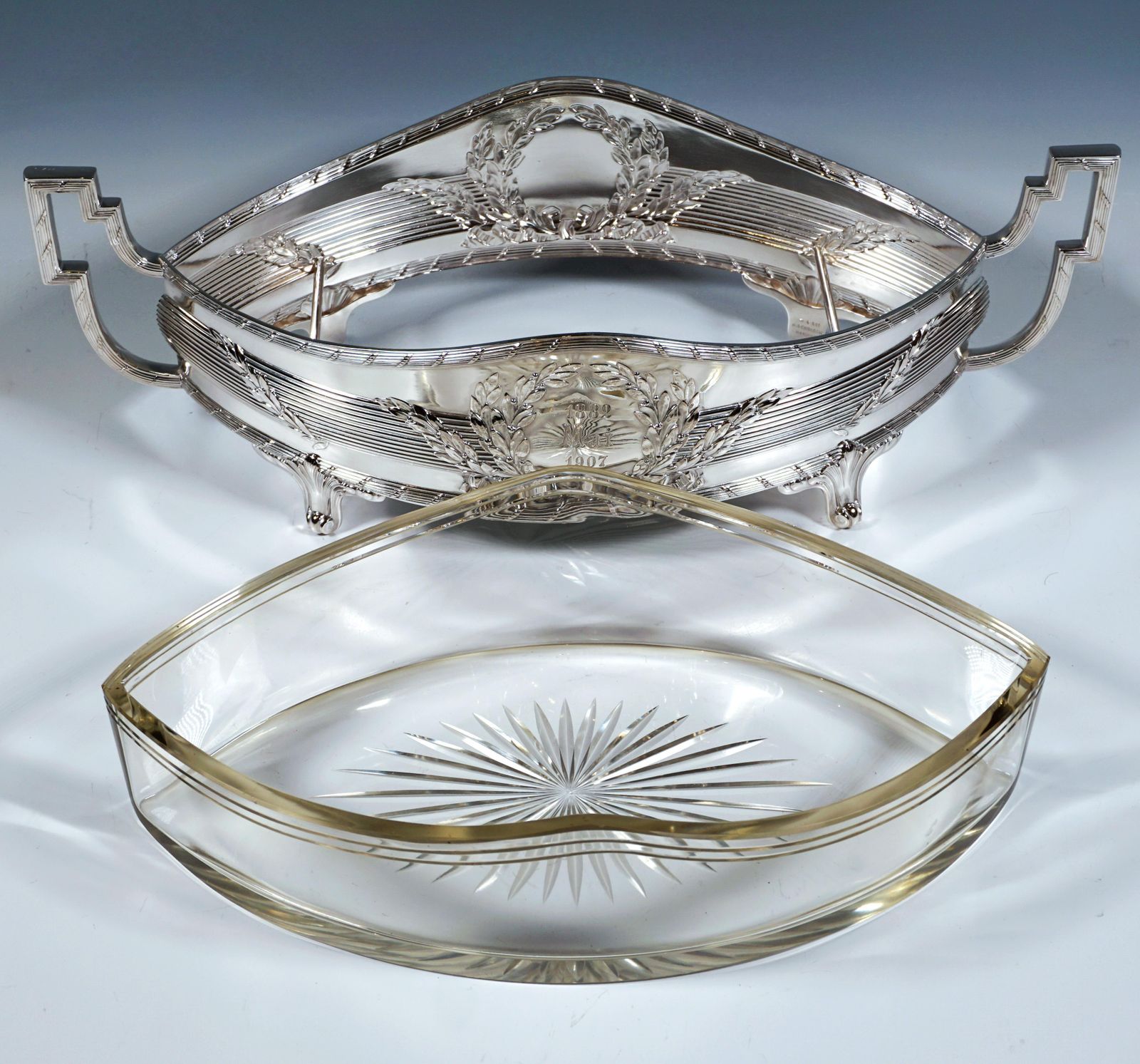 Art Nouveau Silver Jardinière In Navette Form, Hermann Schrader Germany, Ca 1907 photo buy