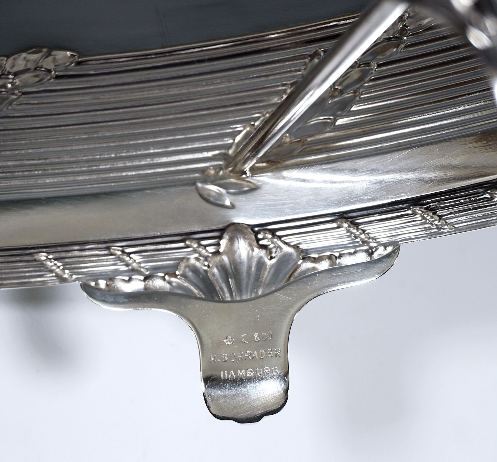 Art Nouveau Silver Jardinière In Navette Form, Hermann Schrader Germany, Ca 1907 photo vintage