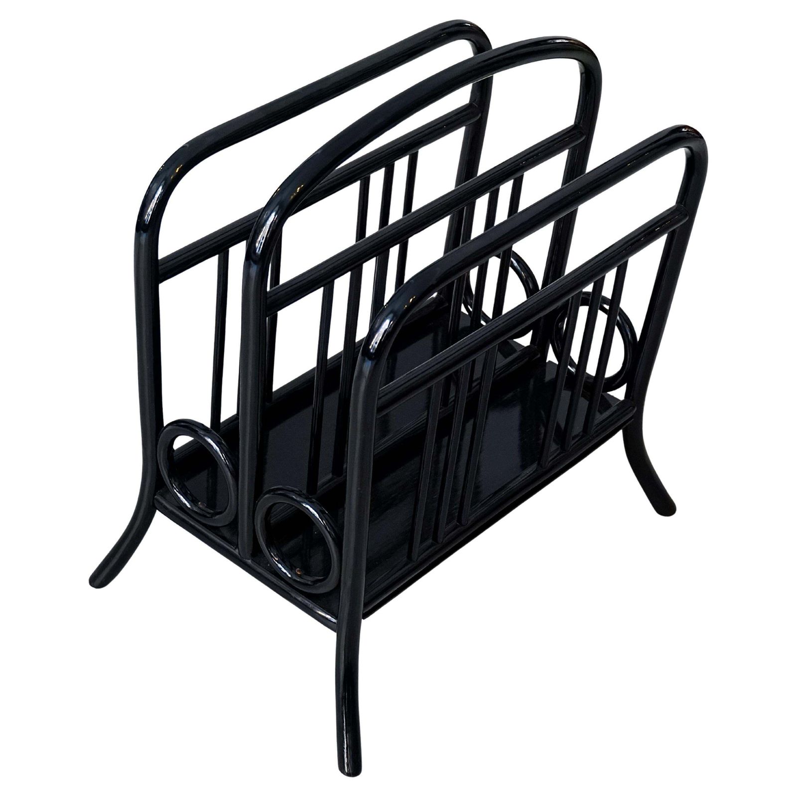 Thonet Vienna Art Nouveau Music, Newspaper Or Magazine Rack, Model 33, Black