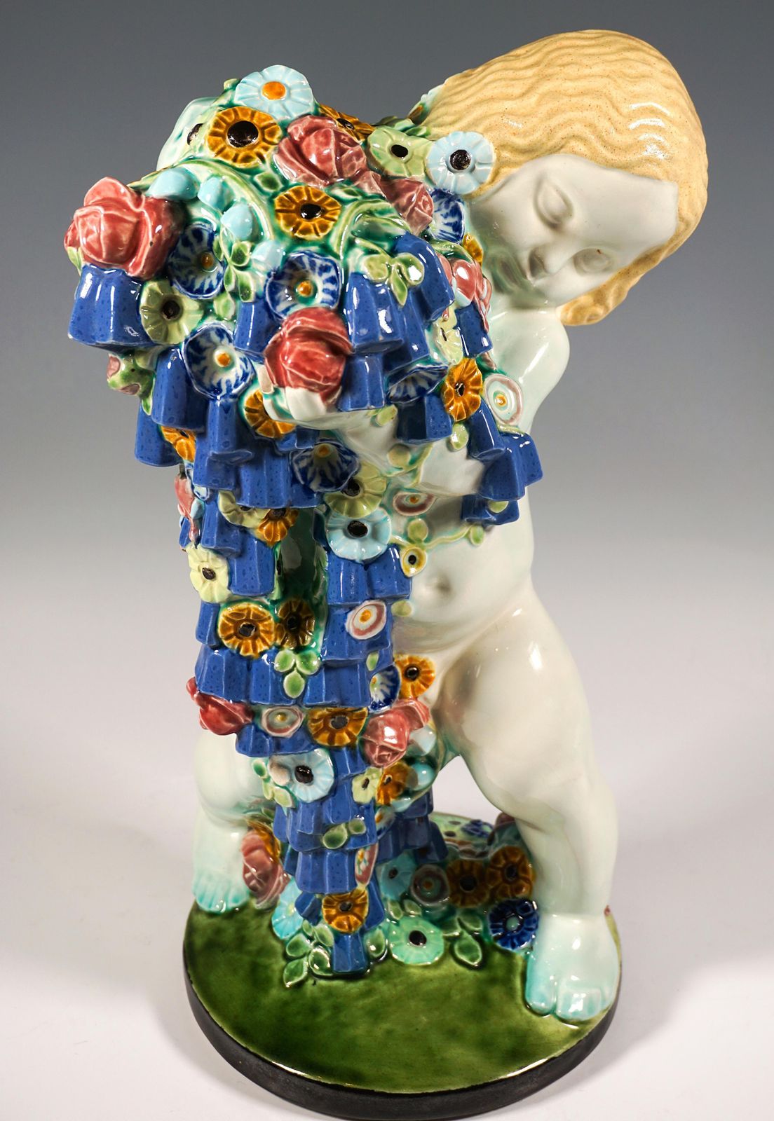 'Spring', Putto With Flowers, By Michael Powolny, Vienna Ceramics, 1910 1912 photo 7674.0