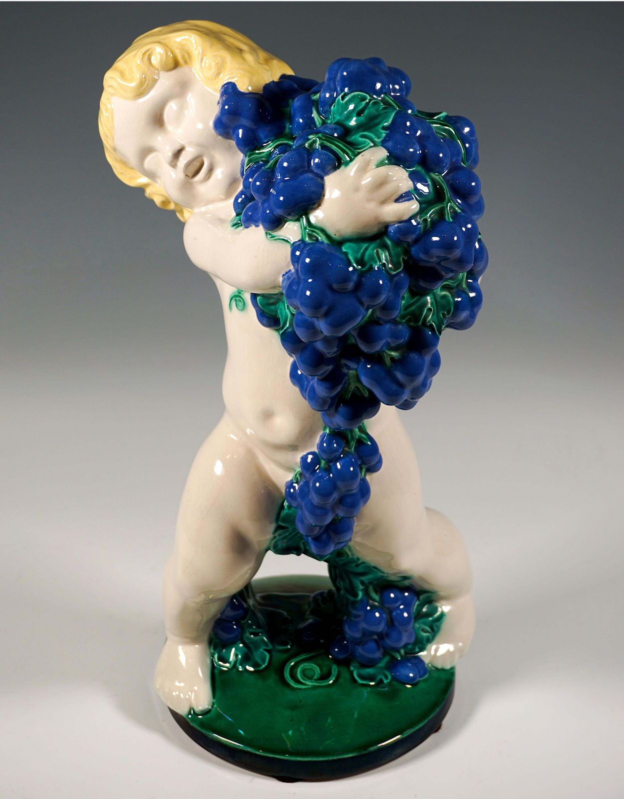 'Autumn', Putto With Grapes, By Michael Powolny, Vienna Ceramics, 1913 1919 photo 7638.0