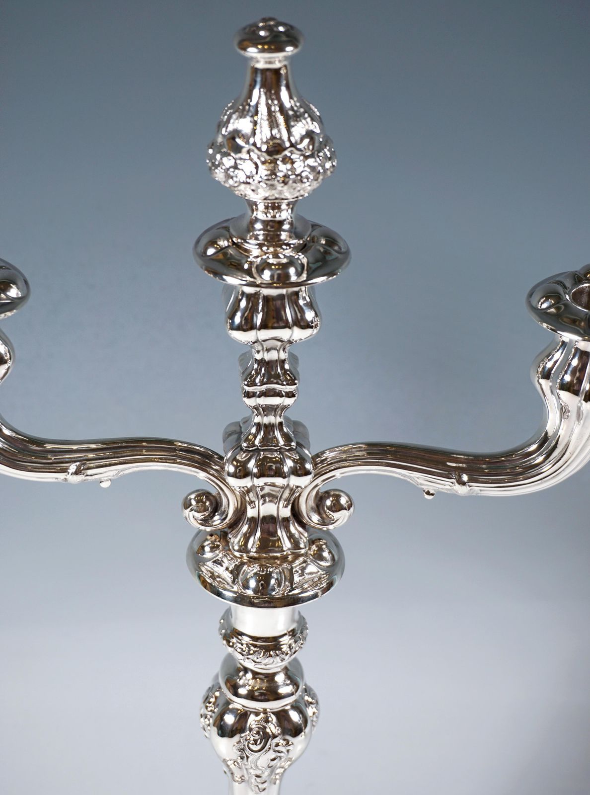 photo furniture Pair Of Antique Vienna 3 Flame Biedermeier Silver Candle Holders, Dated 1857