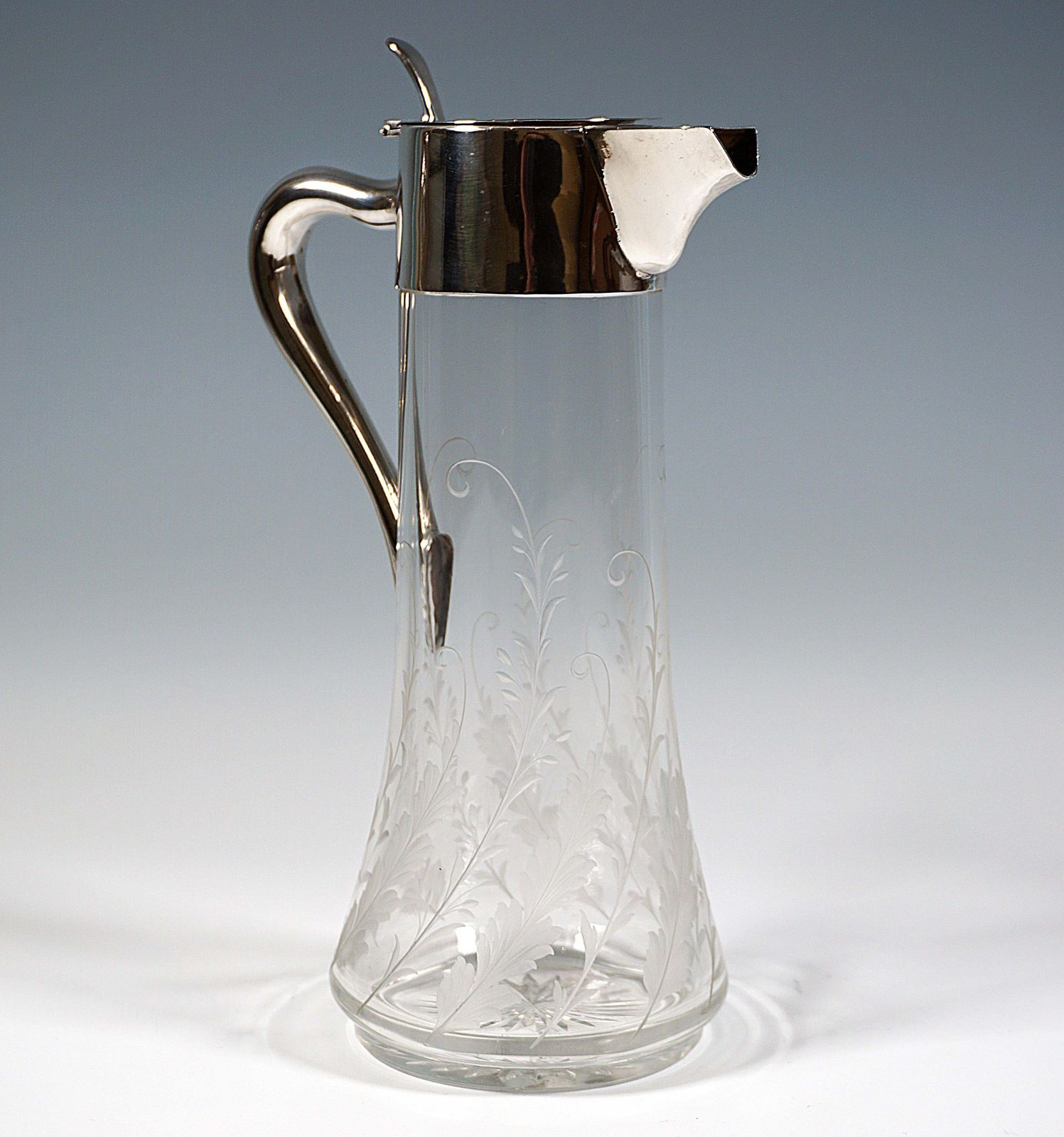 Art Nouveau Cut Glass Carafe With Silver Mount, By Robert Macher, Vienna 1900 photo furniture