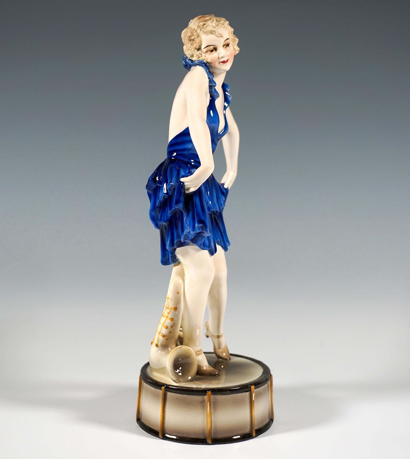 Goldscheider Art Déco Dancer Posing On Drum, By Josef Lorenzl, Around 1926 photo furniture