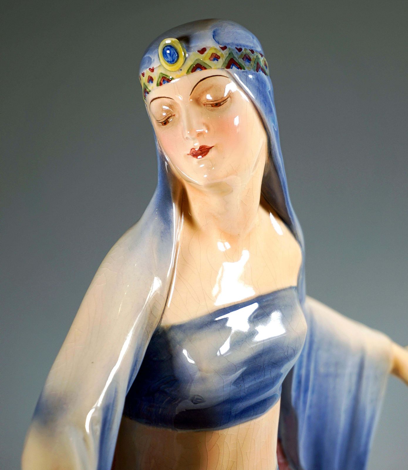 'Egyptian Temple Dancer', Large Marcell Goldscheider Vienna Figurine, Circa 1930 photo 4707.0