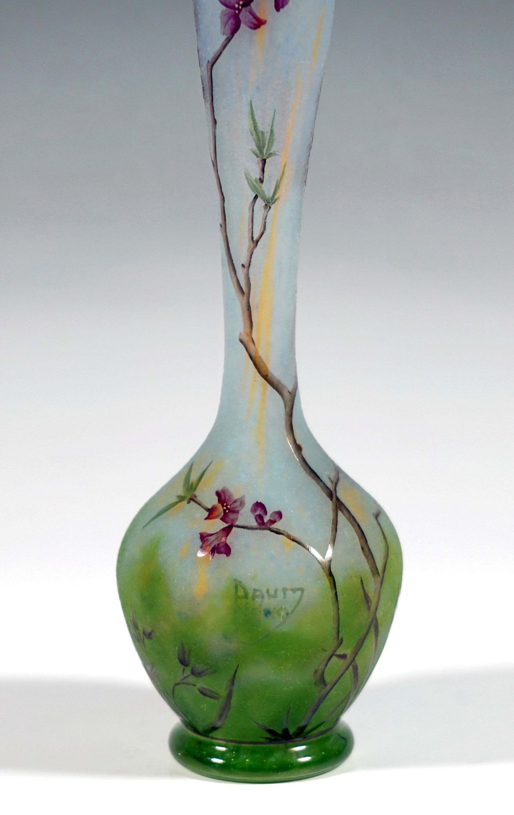Art Nouveau Cameo Long Neck Vase With Daphne Decor, Daum Nancy, France, 1910/15 photo Home Decor