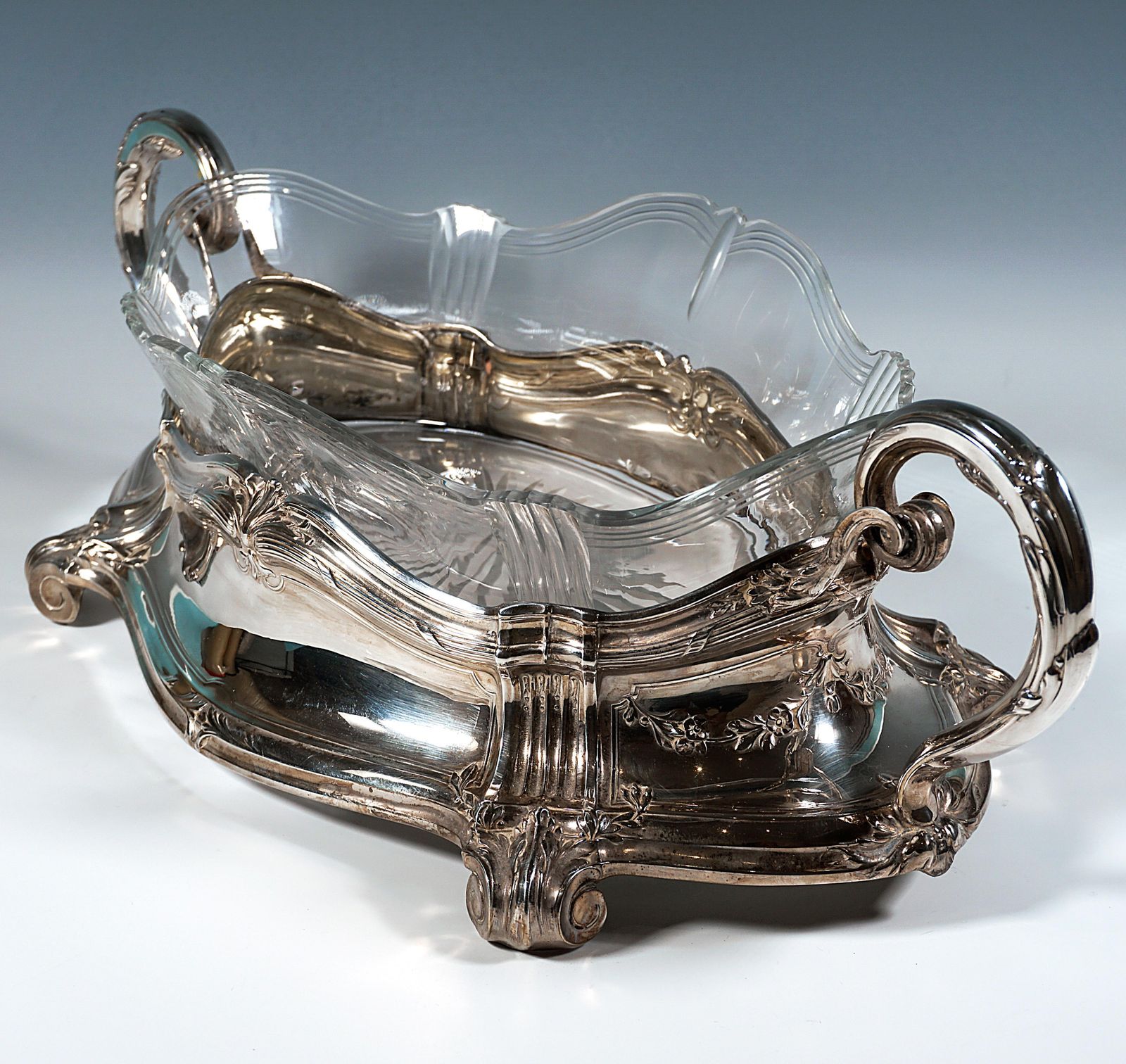 Art Nouveau Silver Jardinière With Cut Glass Liner, Wilhelm Binder, Germany photo 4085.0
