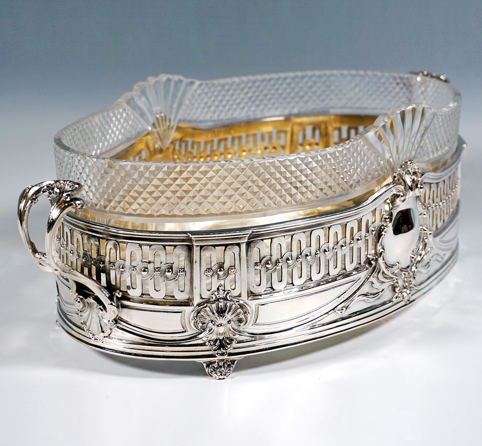 Art Nouveau Silver Jardinière With Cut Glass Liner, Wolfers Frères, Brussels photo Home Decor