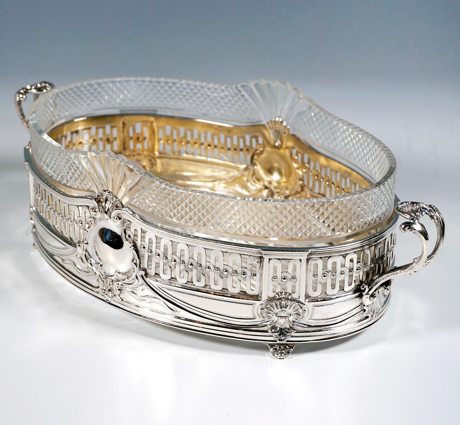 Art Nouveau Silver Jardinière With Cut Glass Liner, Wolfers Frères, Brussels photo 2878.0