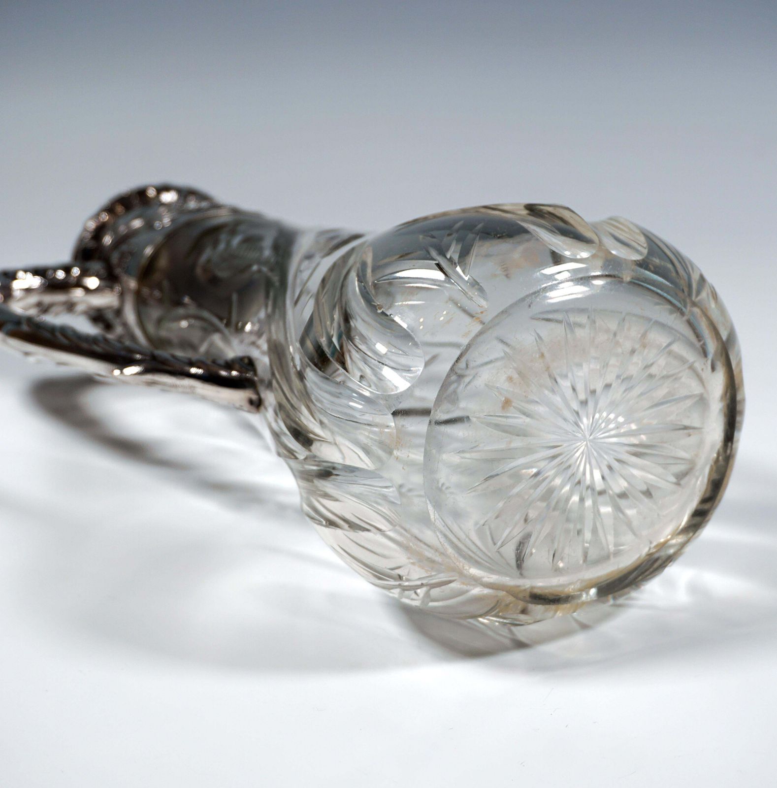 Art Nouveau Cut Glass Carafe With Silver Mount, By Vincenz Carl Dub, Vienna 1900 photo 1177.0