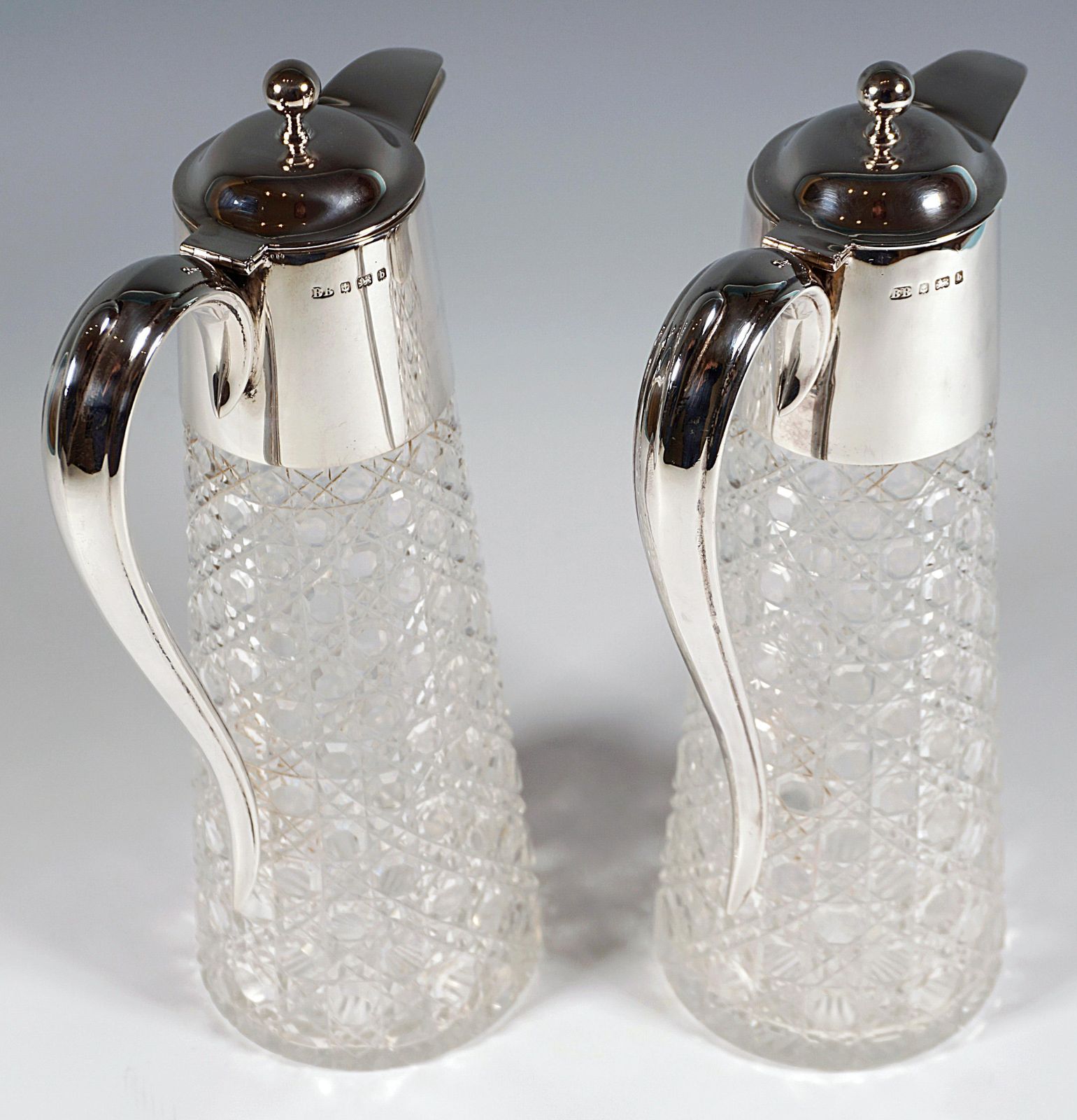Pair Of Art Nouveau Carafes With Silver Mount By Barker Brothers Birmingham 1901 photo 1920.0