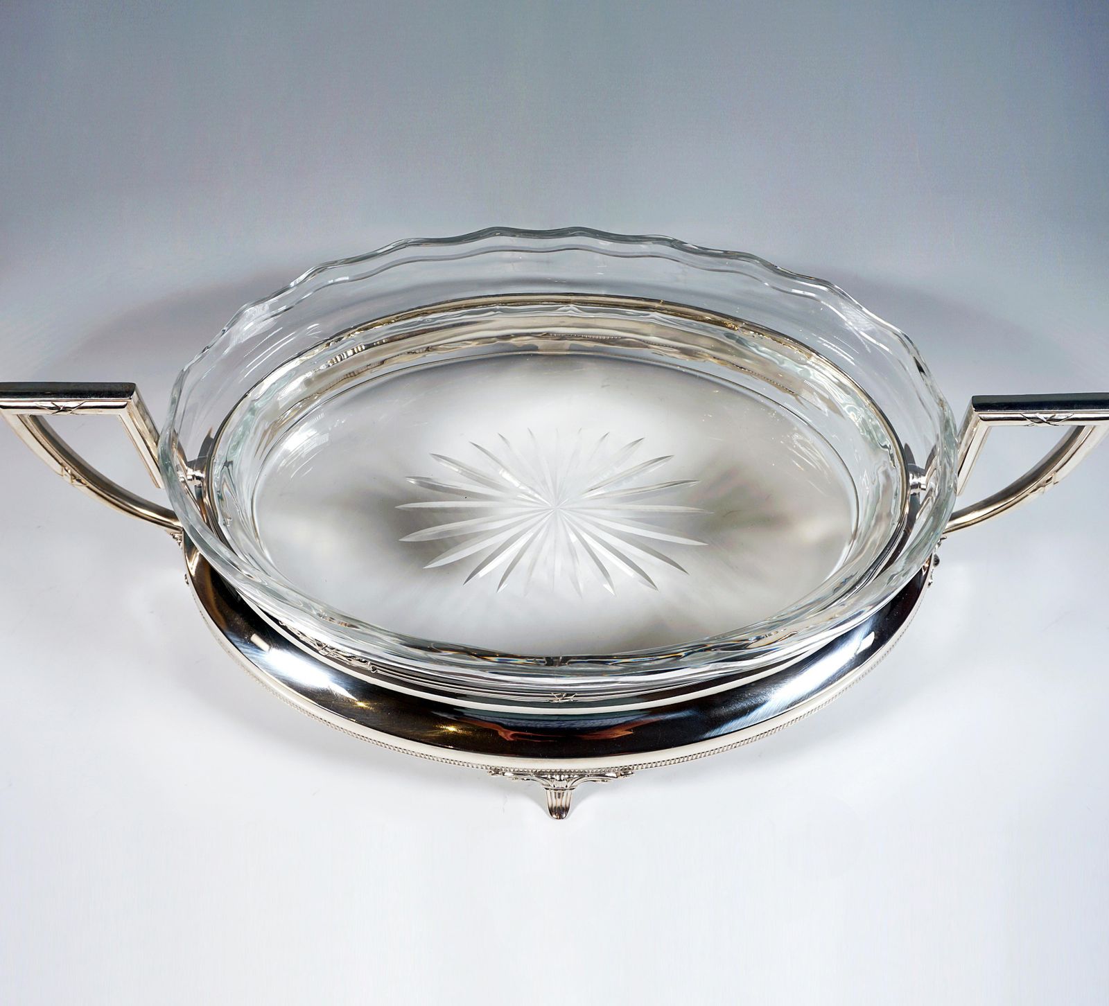 Art Nouveau Silver Jardinière With Waved Glass Liner Wilhelm Binder Germany 1900 photo vinterior