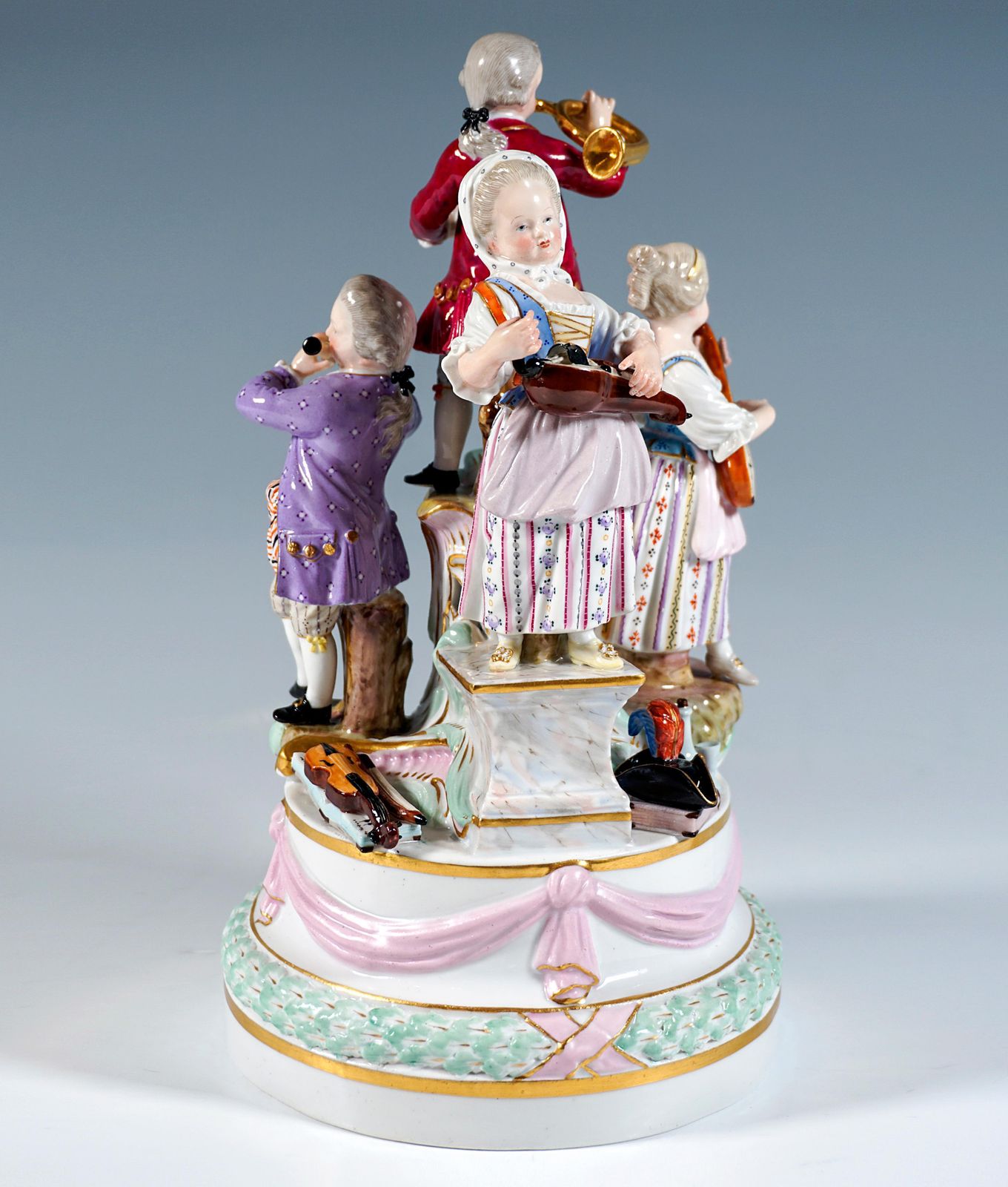 Meissen Porcelain Group Four Gardener Children Playing Music, J.J. Kaendler 1850 photo for sale