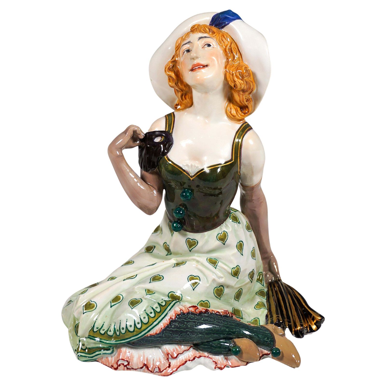 Art Nouveau Figurine 'Pierrette' By Martin Wiegand, Meissen Germany, Ca 1908