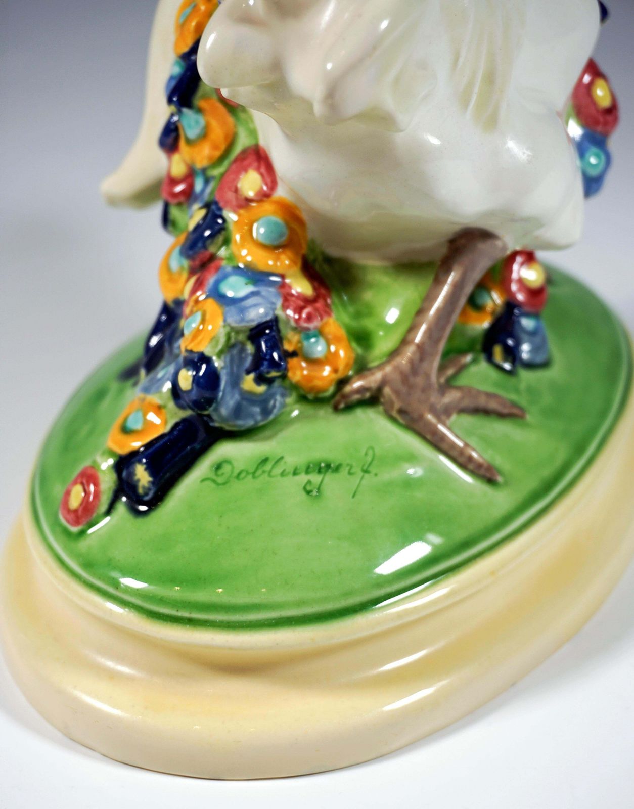 Vienna Art Ceramics Art Nouveau Figure Putto Riding A Rooster By Doblinger, 1910 photo Home Decor