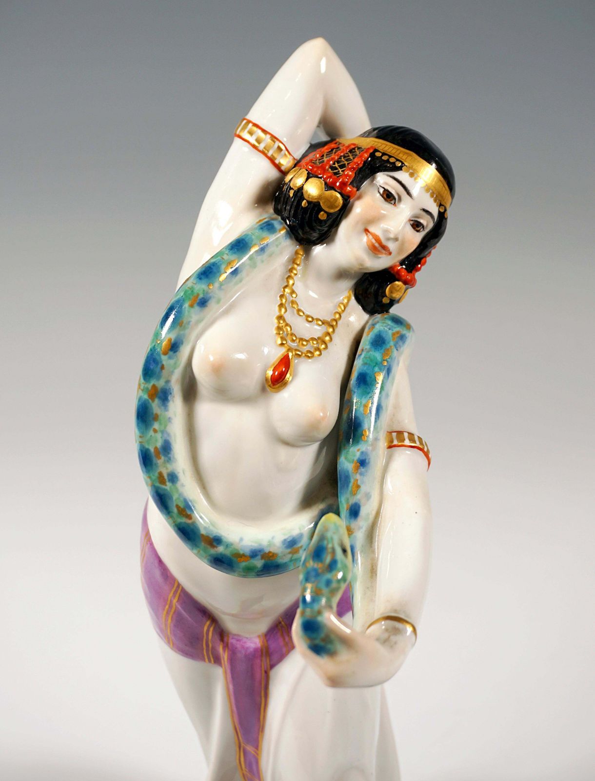 Meissen Art Nouveau Figure Of A Snake Dancer By Max Bochmann Circa 1914 photo vintage