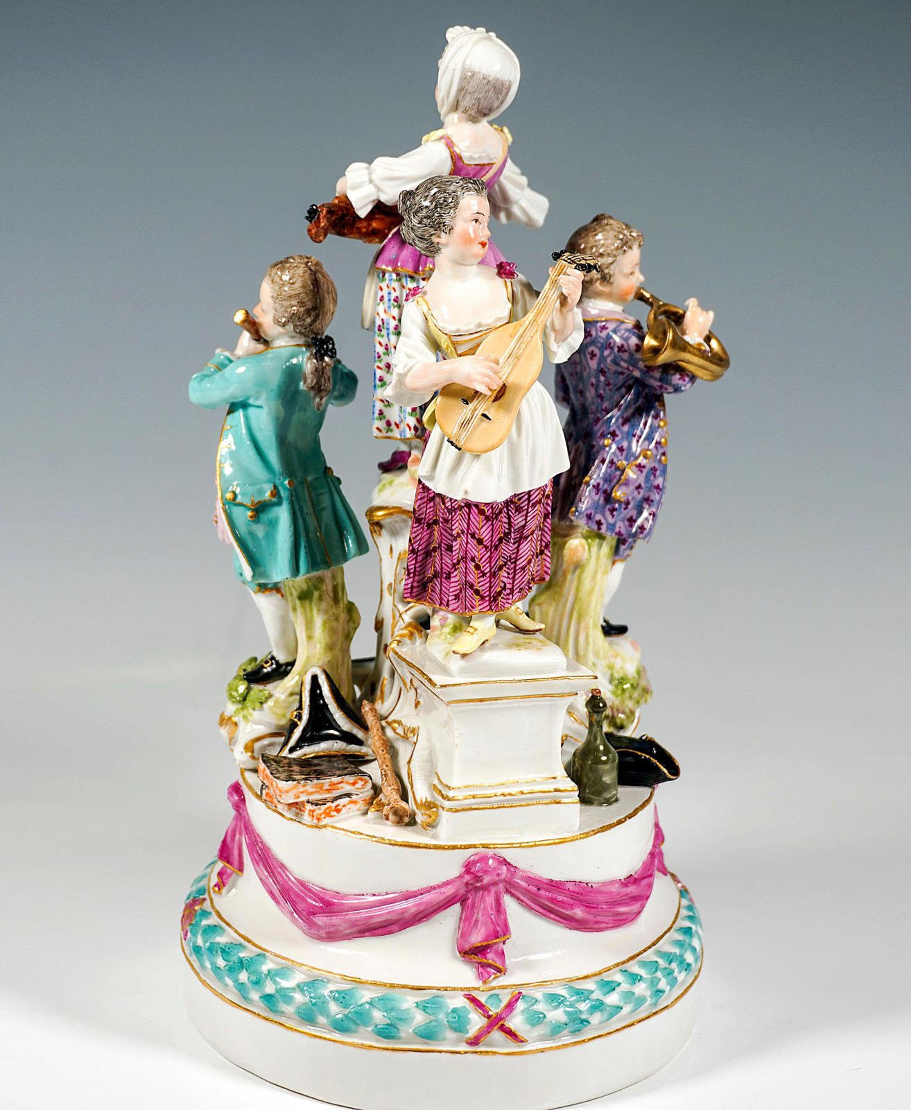 Baroque Meissen Porcelain Group Four Children Playing Music, J.J. Kaendler, 1770 photo 5240.0